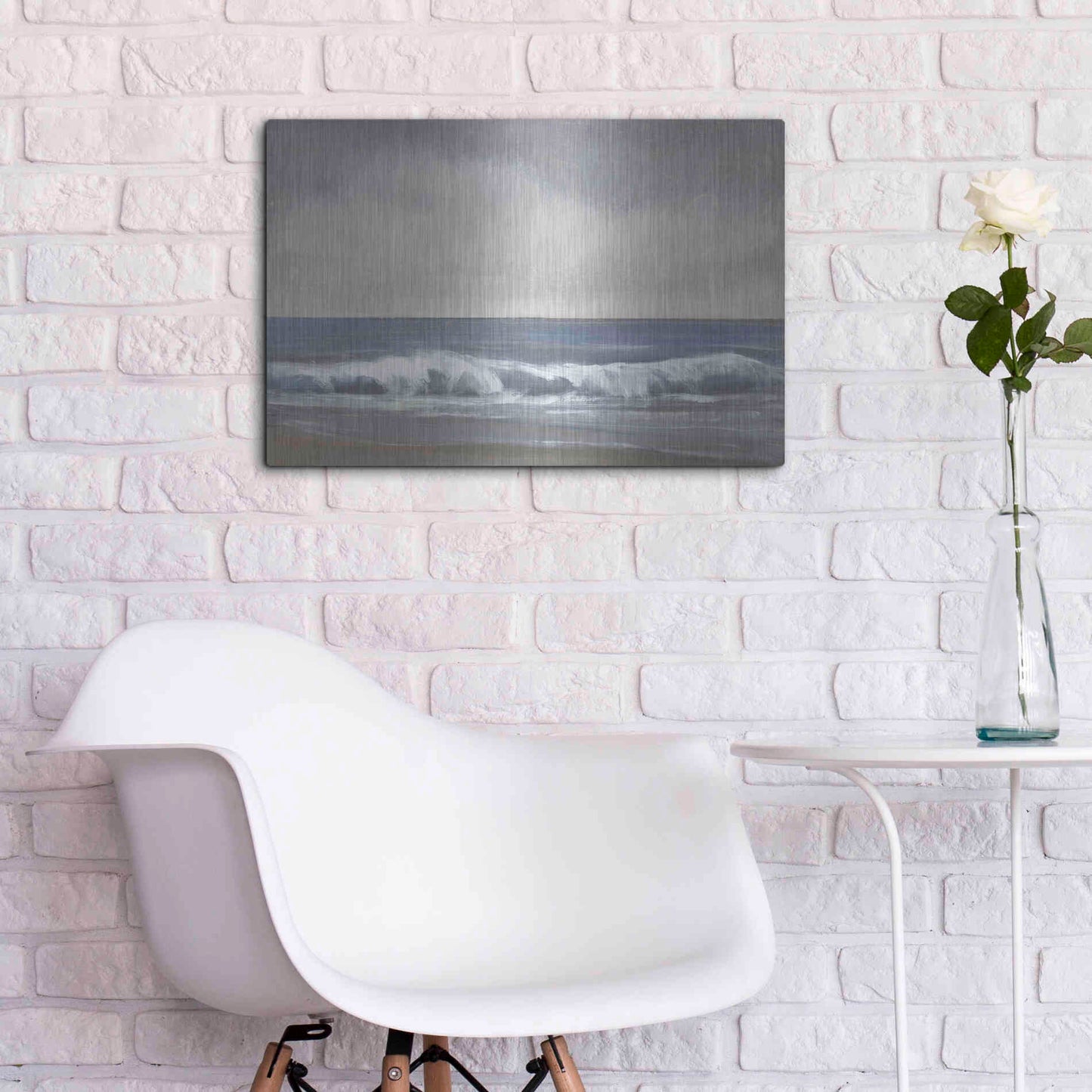 Luxe Metal Art 'Neutral Shoreline II' by Tim O'Toole, Metal Wall Art,24x16