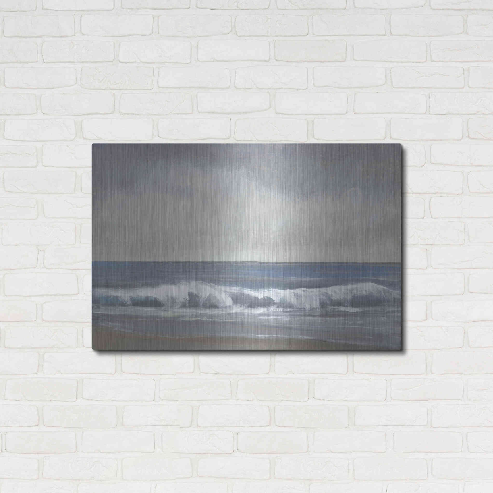 Luxe Metal Art 'Neutral Shoreline II' by Tim O'Toole, Metal Wall Art,36x24