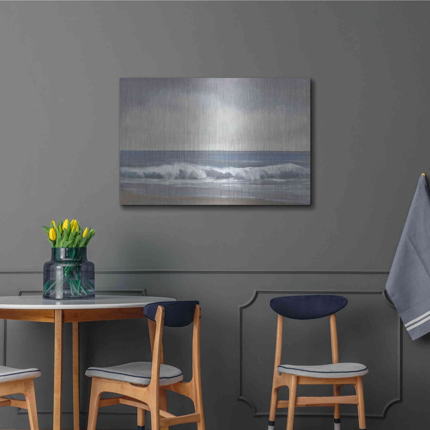 Luxe Metal Art 'Neutral Shoreline II' by Tim O'Toole, Metal Wall Art,36x24