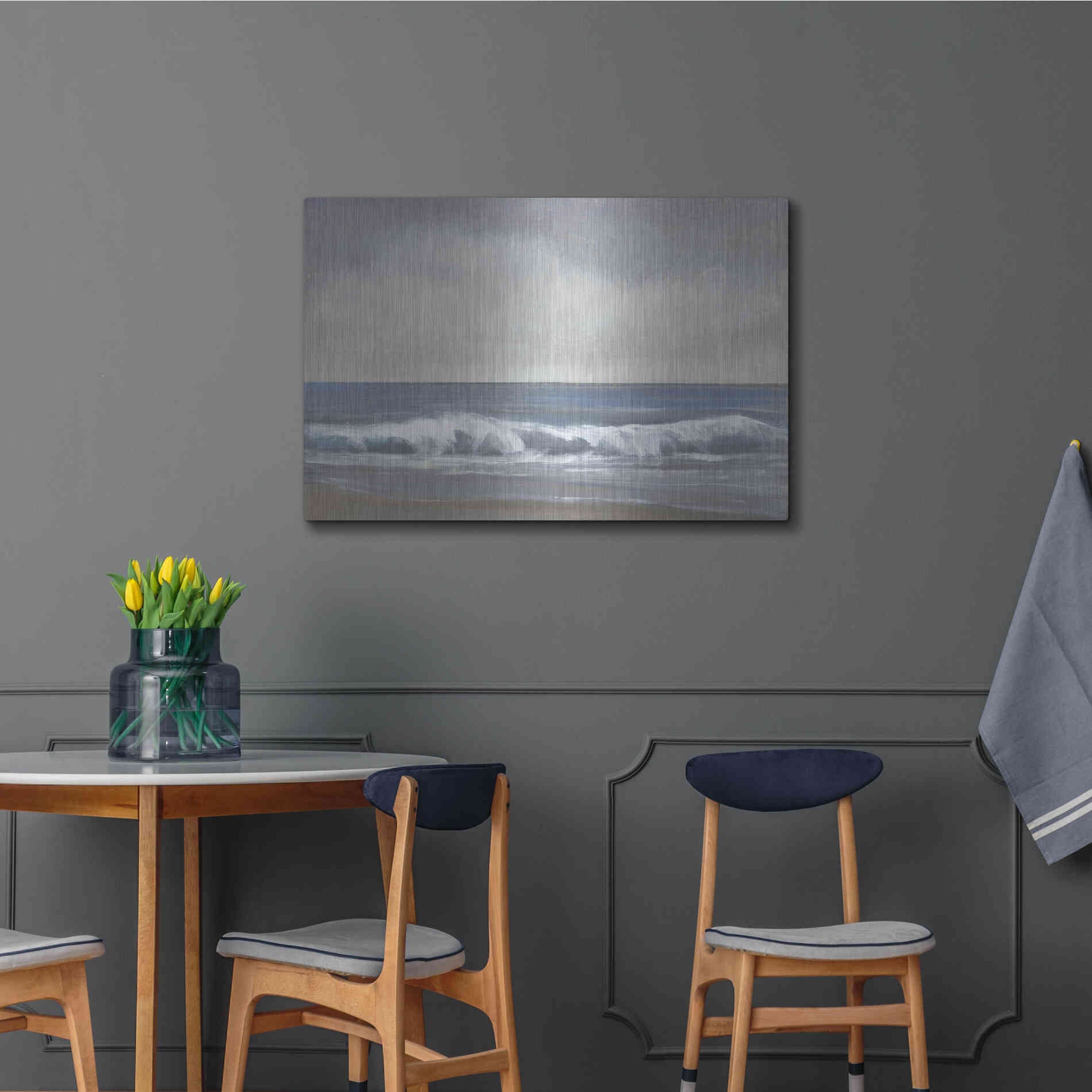 Luxe Metal Art 'Neutral Shoreline II' by Tim O'Toole, Metal Wall Art,36x24