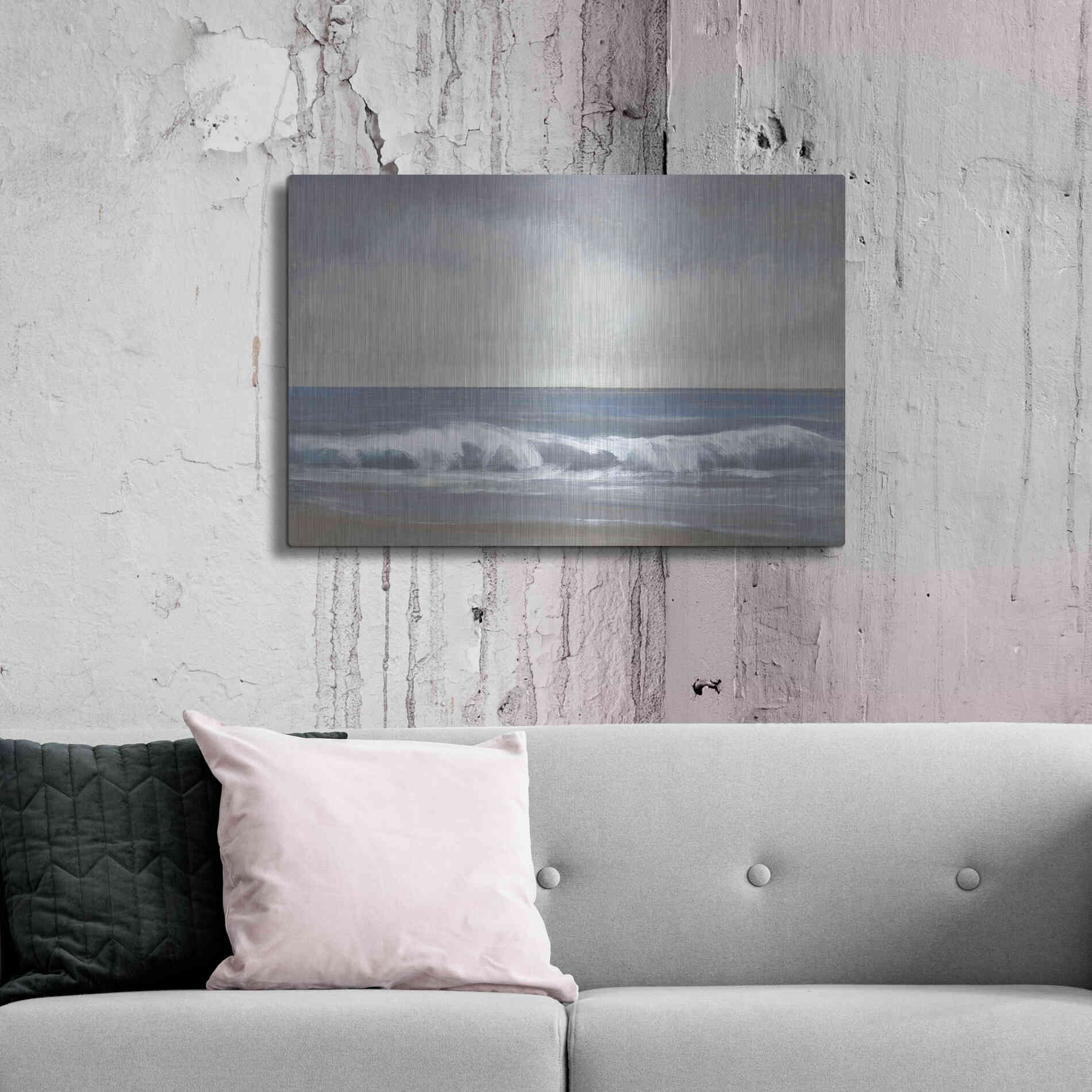 Luxe Metal Art 'Neutral Shoreline II' by Tim O'Toole, Metal Wall Art,36x24