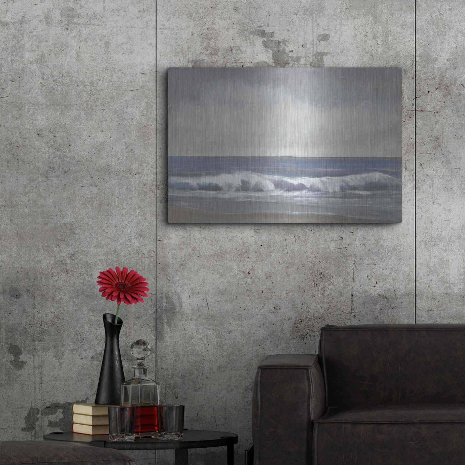 Luxe Metal Art 'Neutral Shoreline II' by Tim O'Toole, Metal Wall Art,36x24