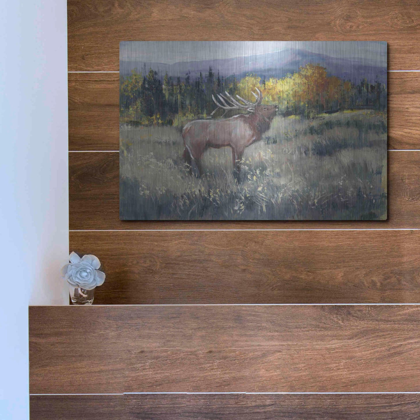 Luxe Metal Art 'Rocky Mountain Elk II' by Tim O'Toole, Metal Wall Art,16x12