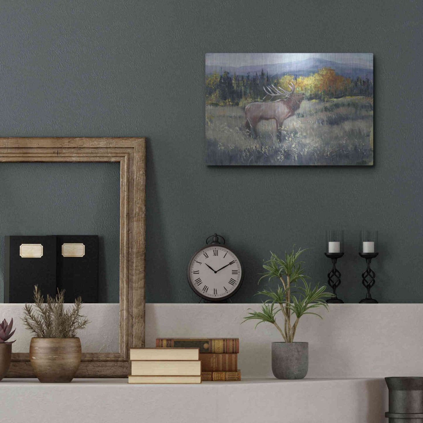 Luxe Metal Art 'Rocky Mountain Elk II' by Tim O'Toole, Metal Wall Art,16x12