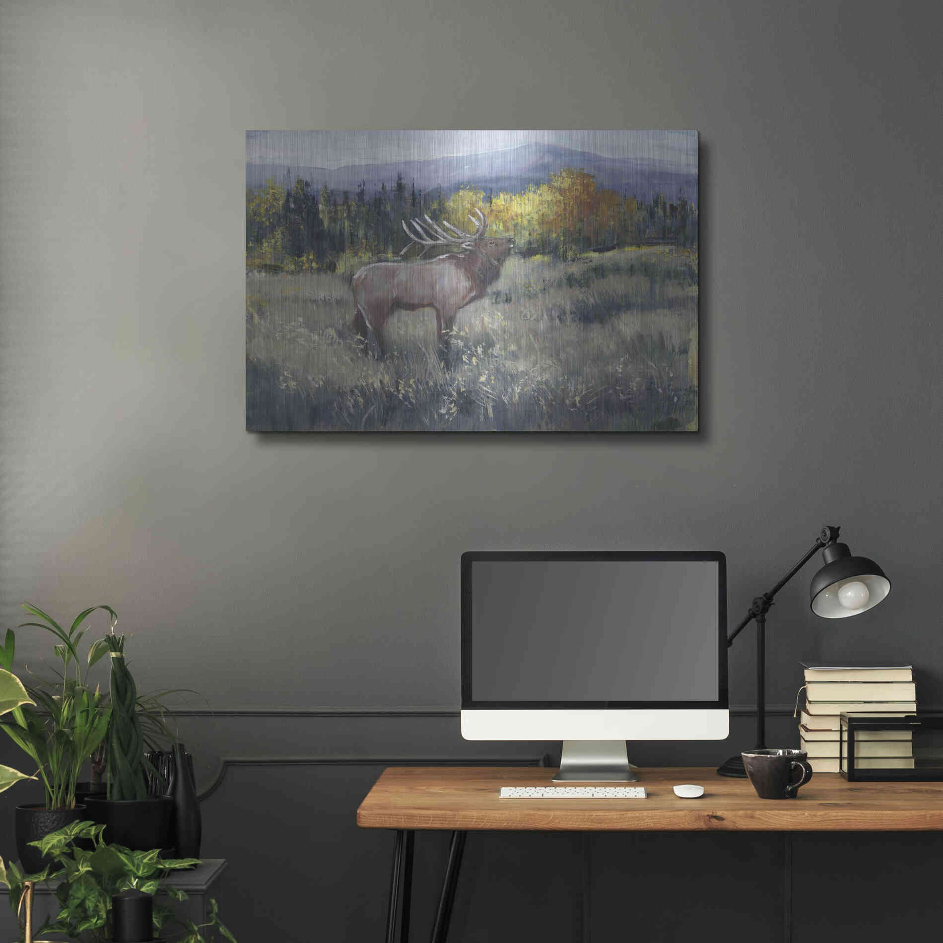 Luxe Metal Art 'Rocky Mountain Elk II' by Tim O'Toole, Metal Wall Art,36x24