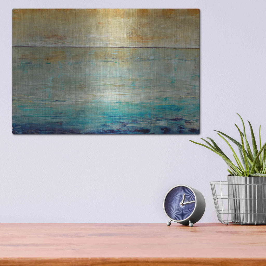 Luxe Metal Art 'Placid Water I' by Tim O'Toole, Metal Wall Art,16x12