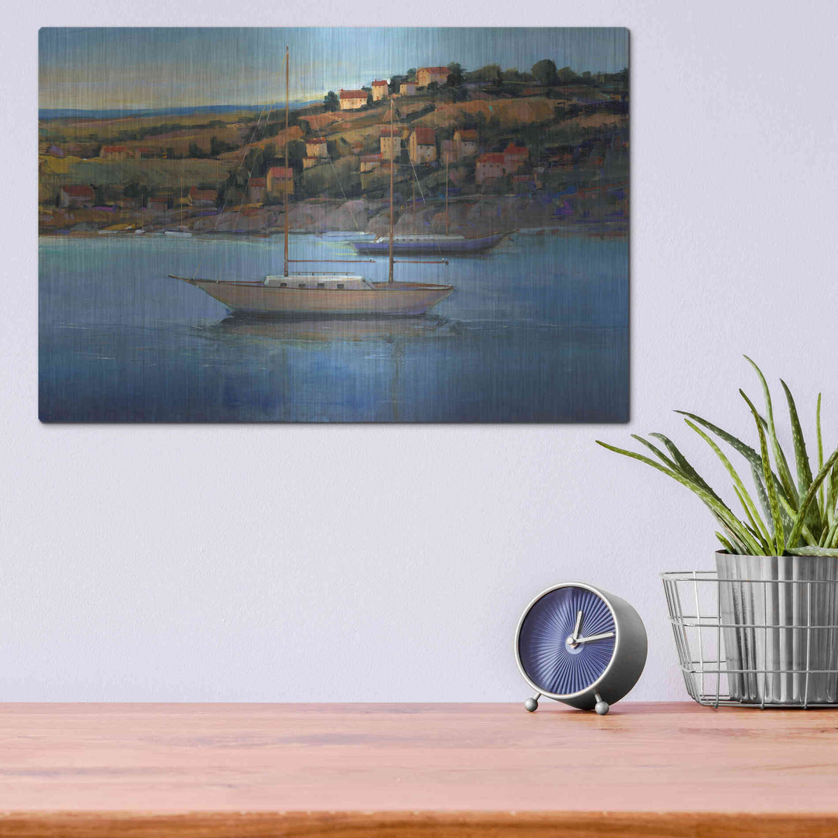 Luxe Metal Art 'Harbor View I' by Tim O'Toole, Metal Wall Art,16x12