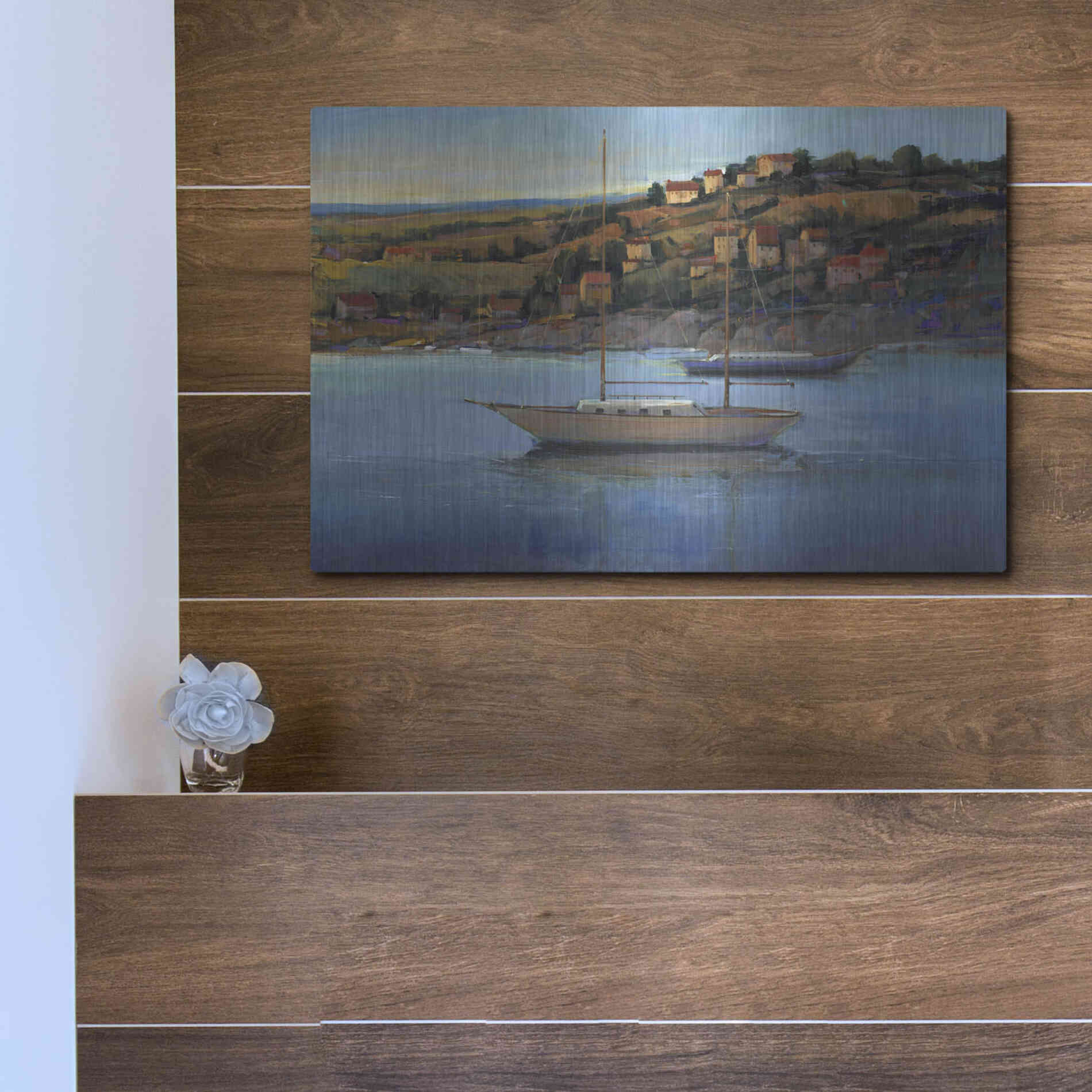 Luxe Metal Art 'Harbor View I' by Tim O'Toole, Metal Wall Art,16x12