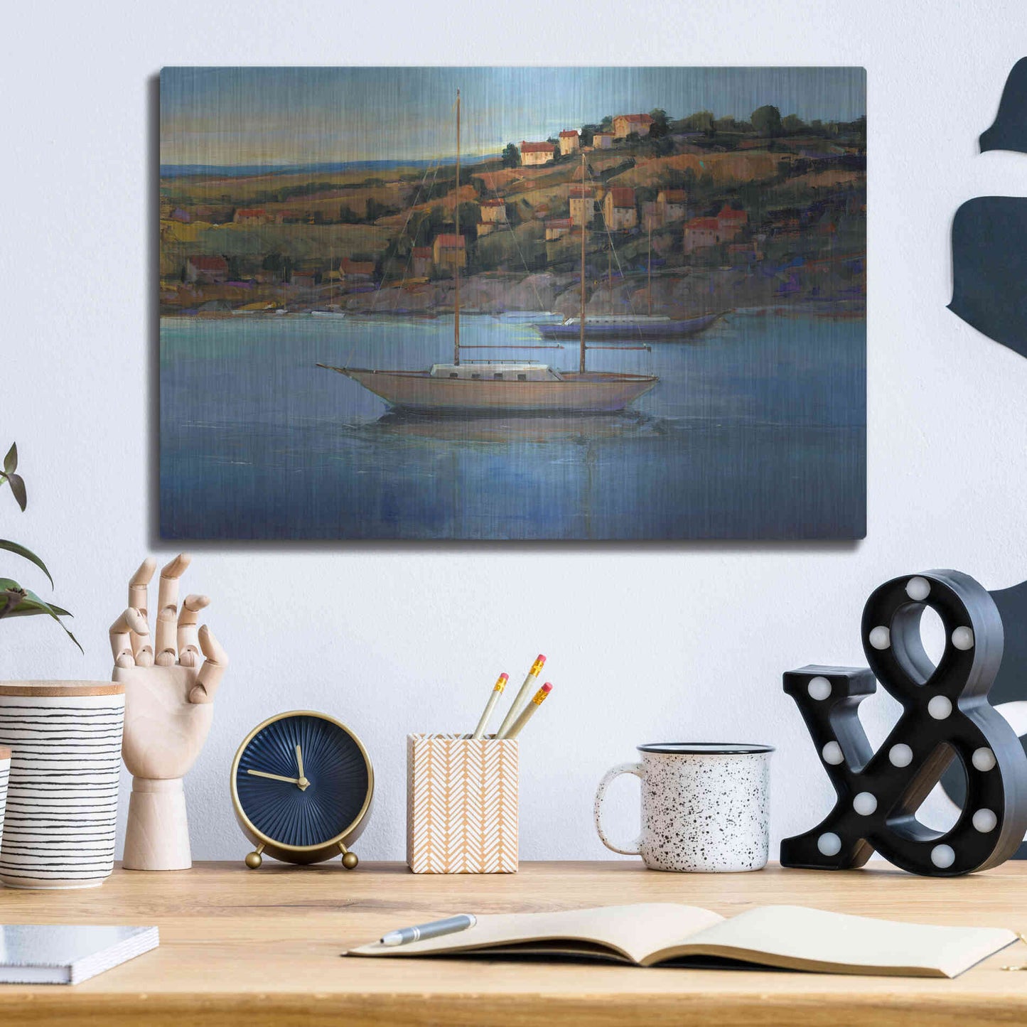 Luxe Metal Art 'Harbor View I' by Tim O'Toole, Metal Wall Art,16x12