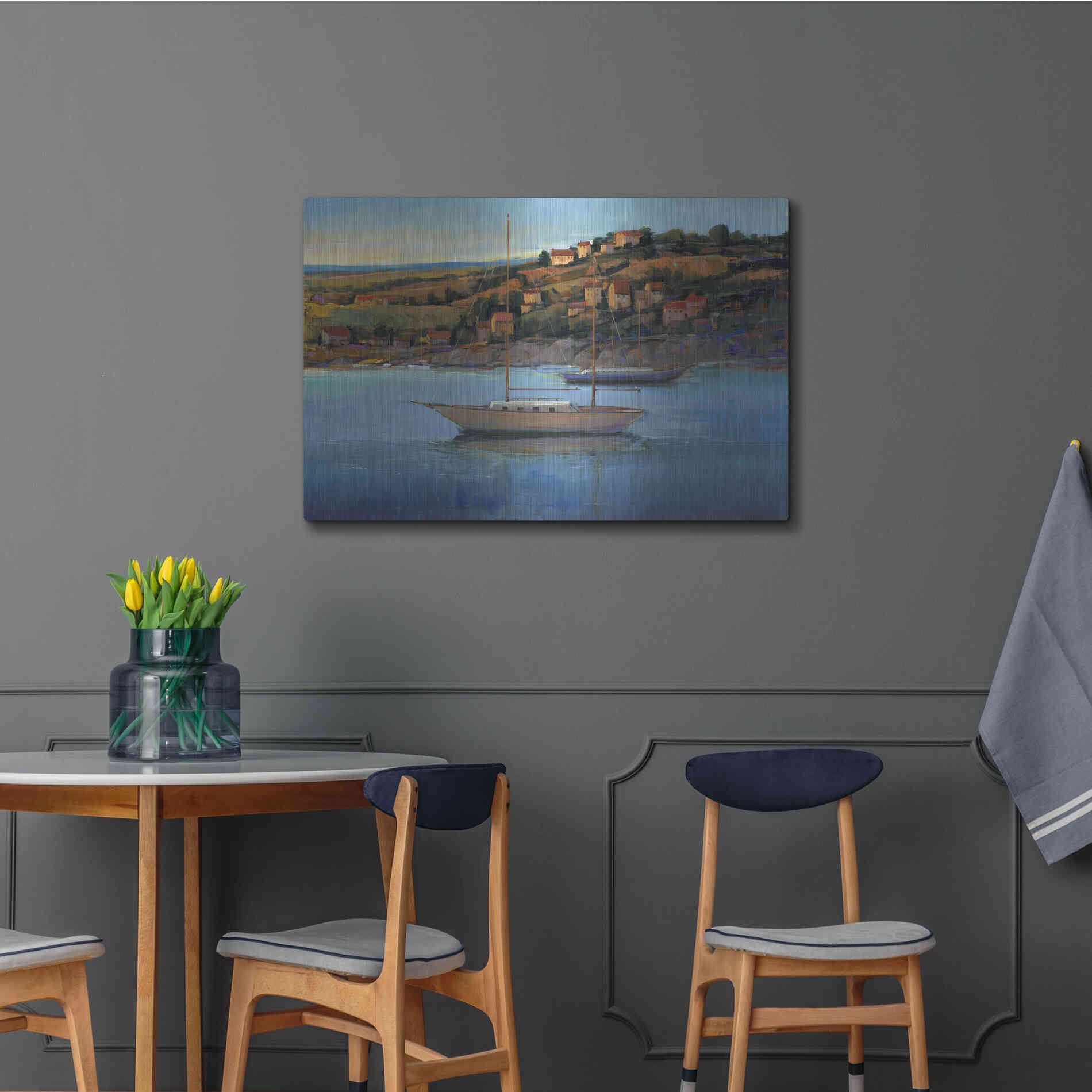 Luxe Metal Art 'Harbor View I' by Tim O'Toole, Metal Wall Art,36x24