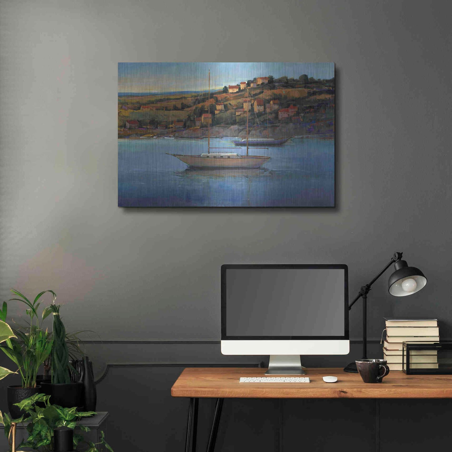 Luxe Metal Art 'Harbor View I' by Tim O'Toole, Metal Wall Art,36x24