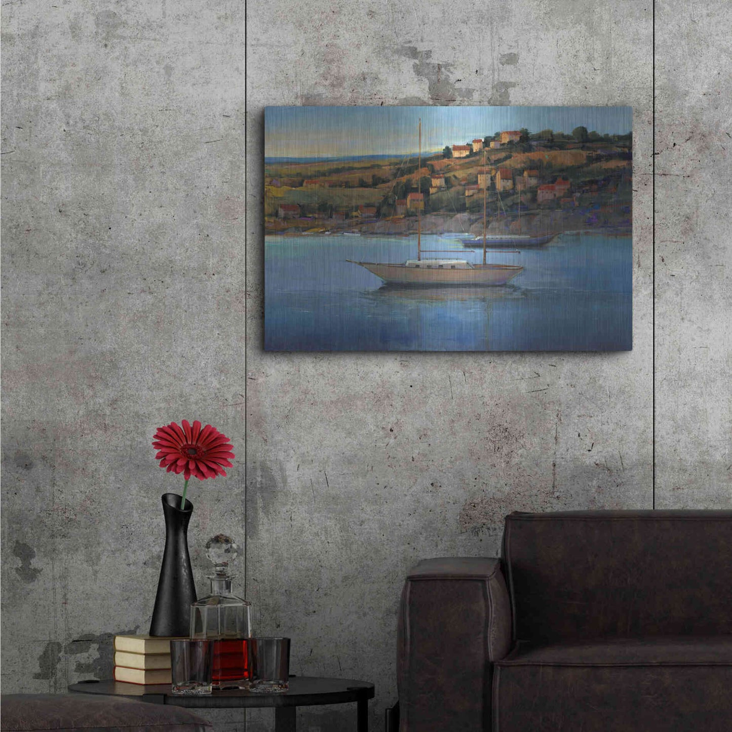 Luxe Metal Art 'Harbor View I' by Tim O'Toole, Metal Wall Art,36x24