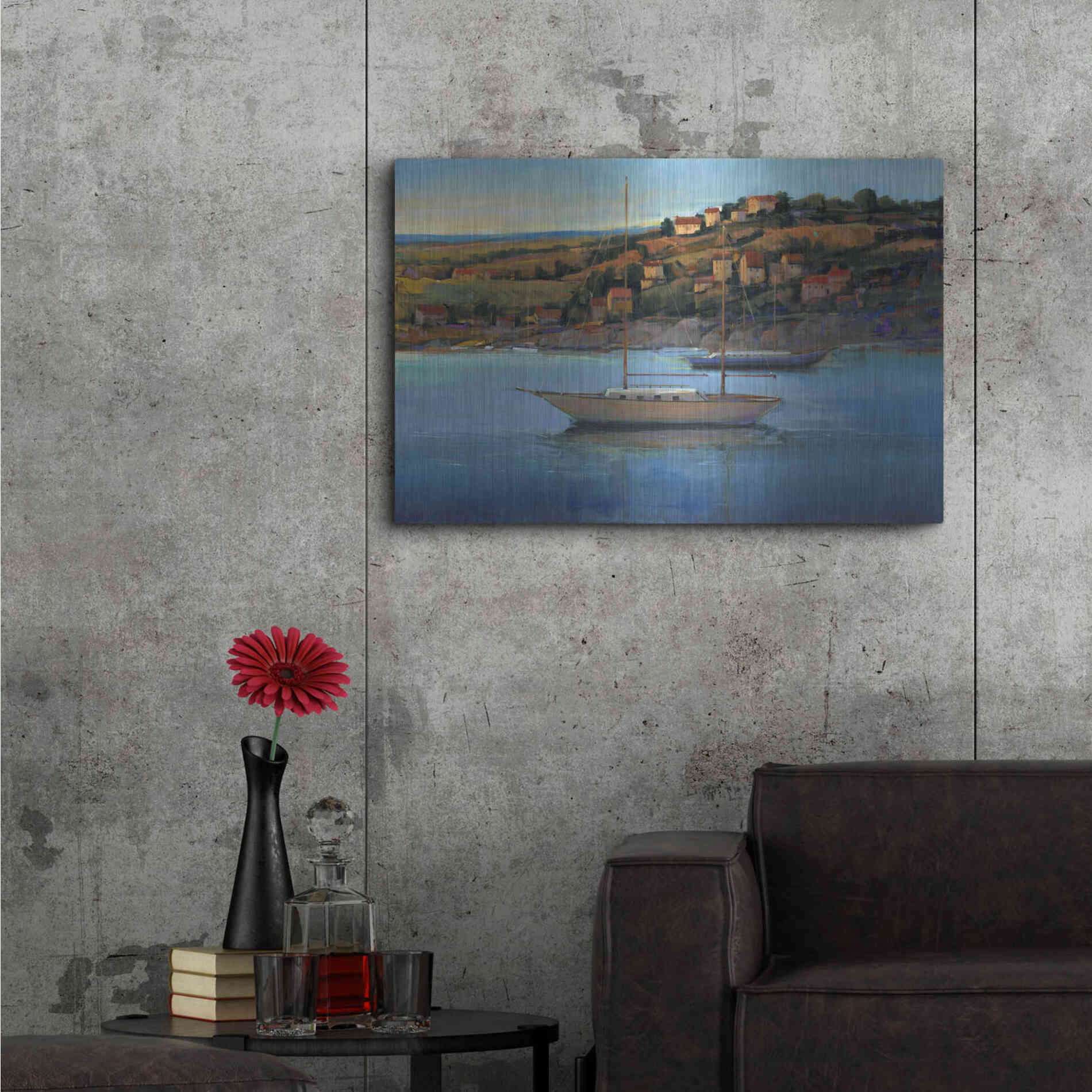 Luxe Metal Art 'Harbor View I' by Tim O'Toole, Metal Wall Art,36x24
