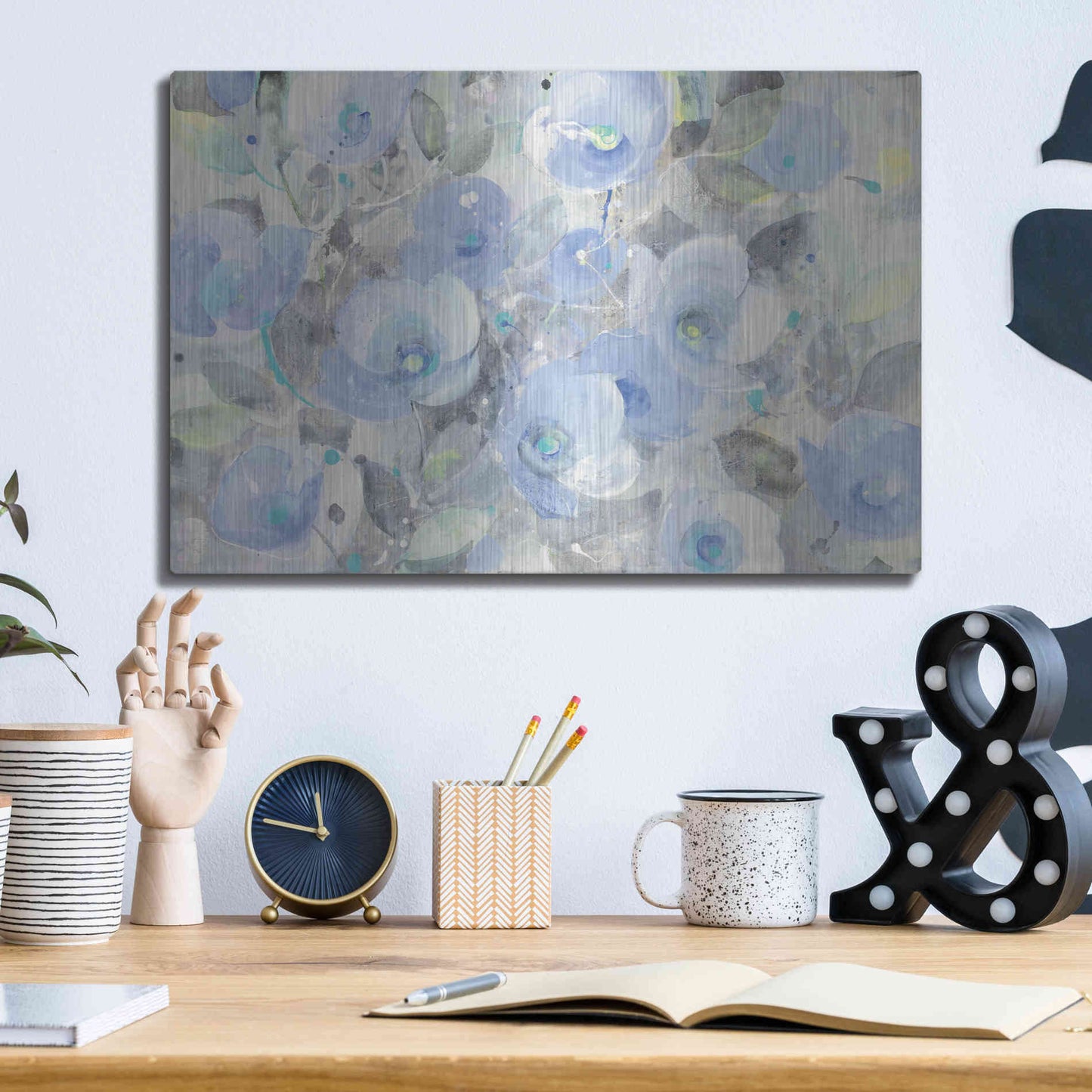 Luxe Metal Art 'Sugar Flowers I' by Albena Hristova, Metal Wall Art,16x12