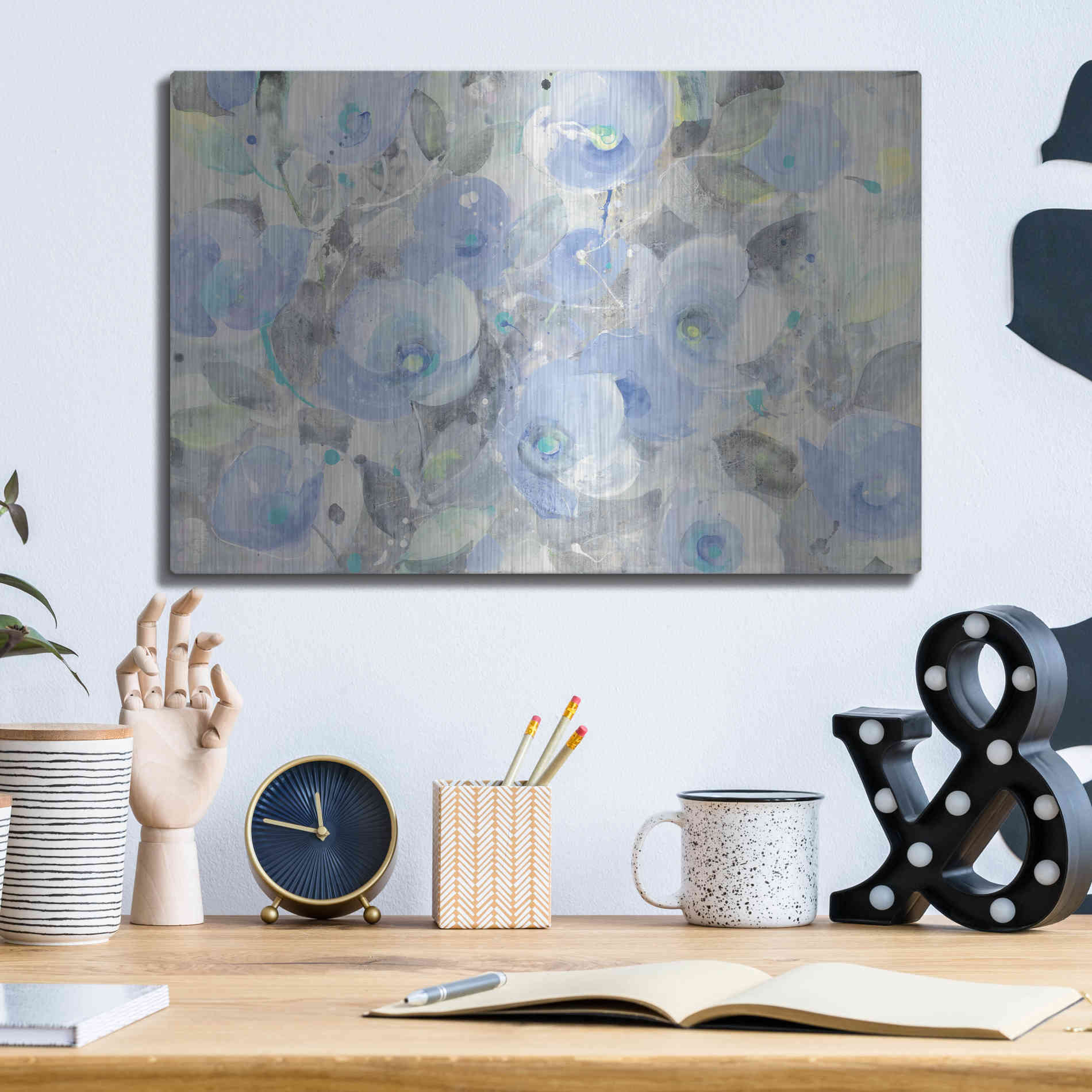 Luxe Metal Art 'Sugar Flowers I' by Albena Hristova, Metal Wall Art,16x12