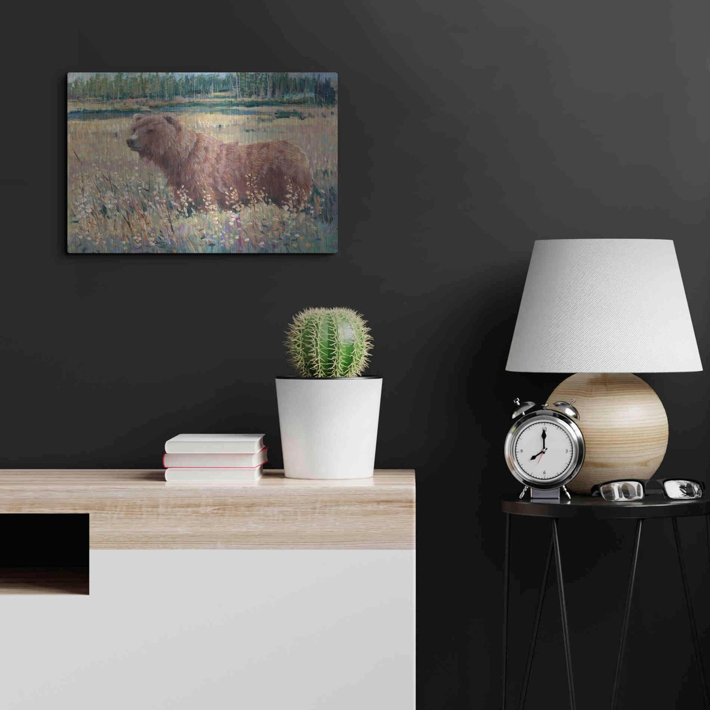 Luxe Metal Art 'Bear in the Field' by Tim O'Toole, Metal Wall Art,24x16