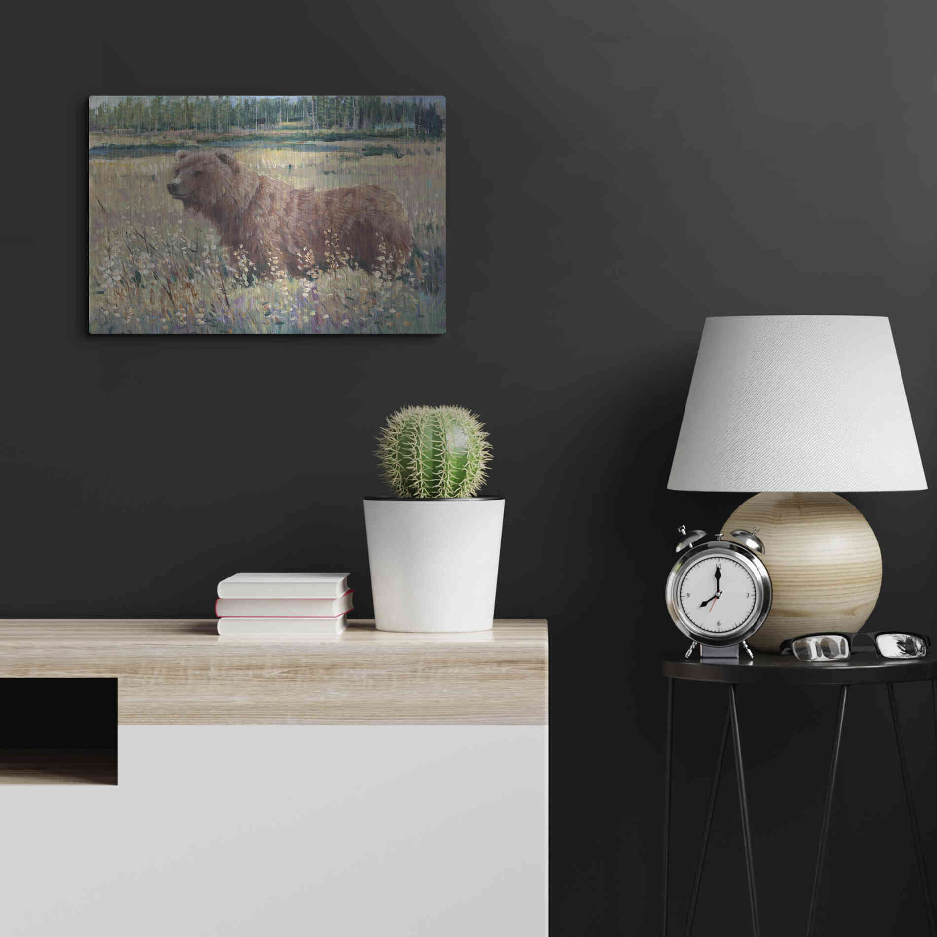 Luxe Metal Art 'Bear in the Field' by Tim O'Toole, Metal Wall Art,24x16