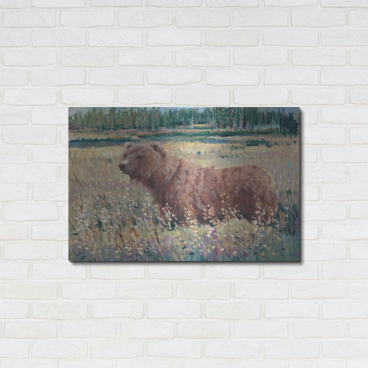 Luxe Metal Art 'Bear in the Field' by Tim O'Toole, Metal Wall Art,36x24