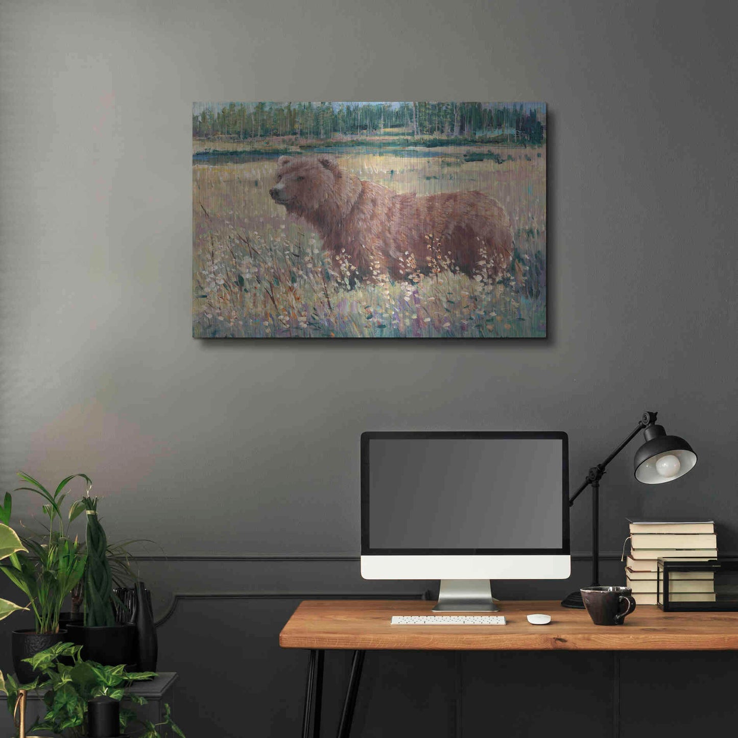 Luxe Metal Art 'Bear in the Field' by Tim O'Toole, Metal Wall Art,36x24
