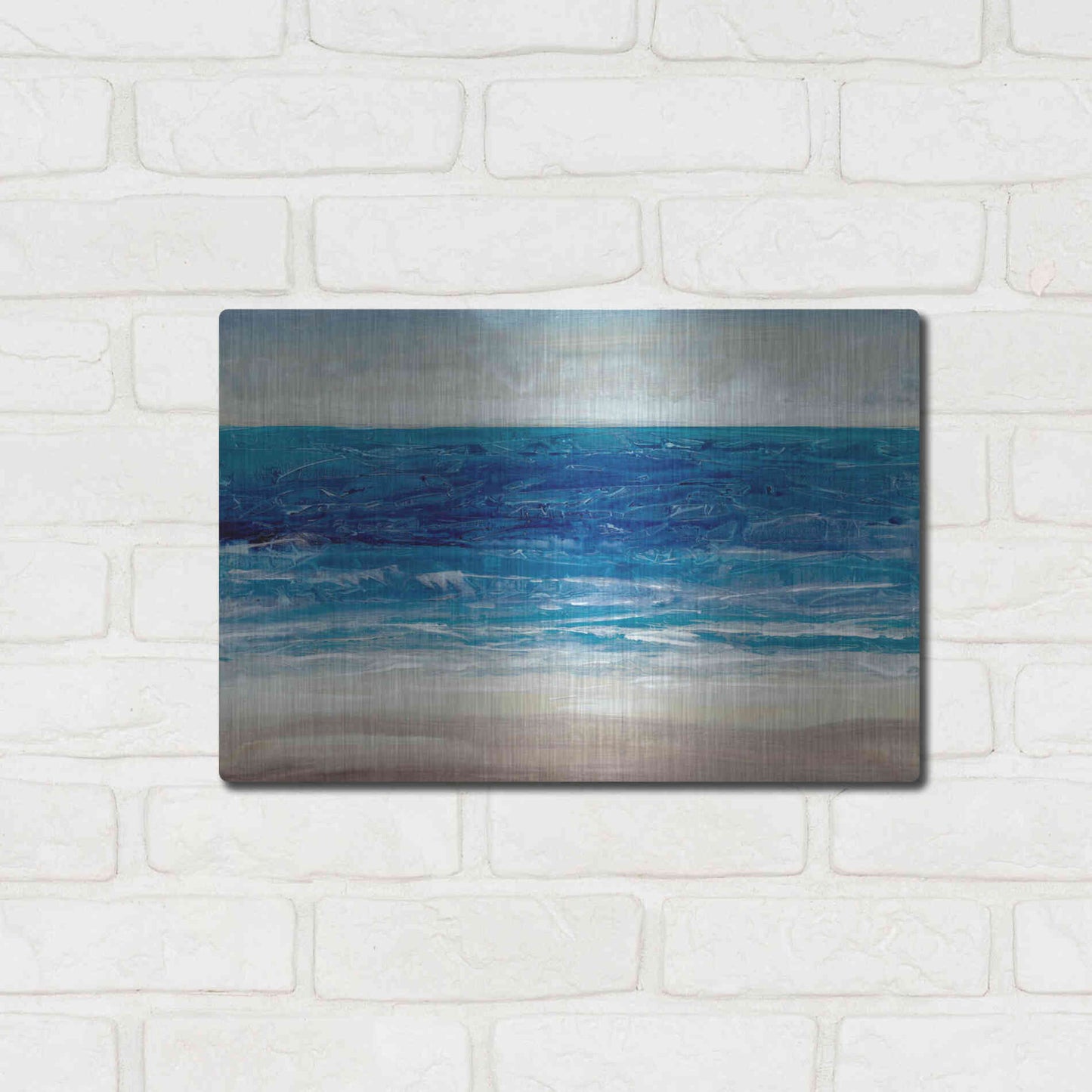 Luxe Metal Art 'Crashing Blue I' by Tim O'Toole, Metal Wall Art,16x12