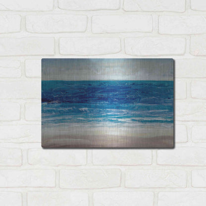 Luxe Metal Art 'Crashing Blue I' by Tim O'Toole, Metal Wall Art,16x12