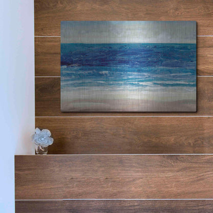 Luxe Metal Art 'Crashing Blue I' by Tim O'Toole, Metal Wall Art,16x12