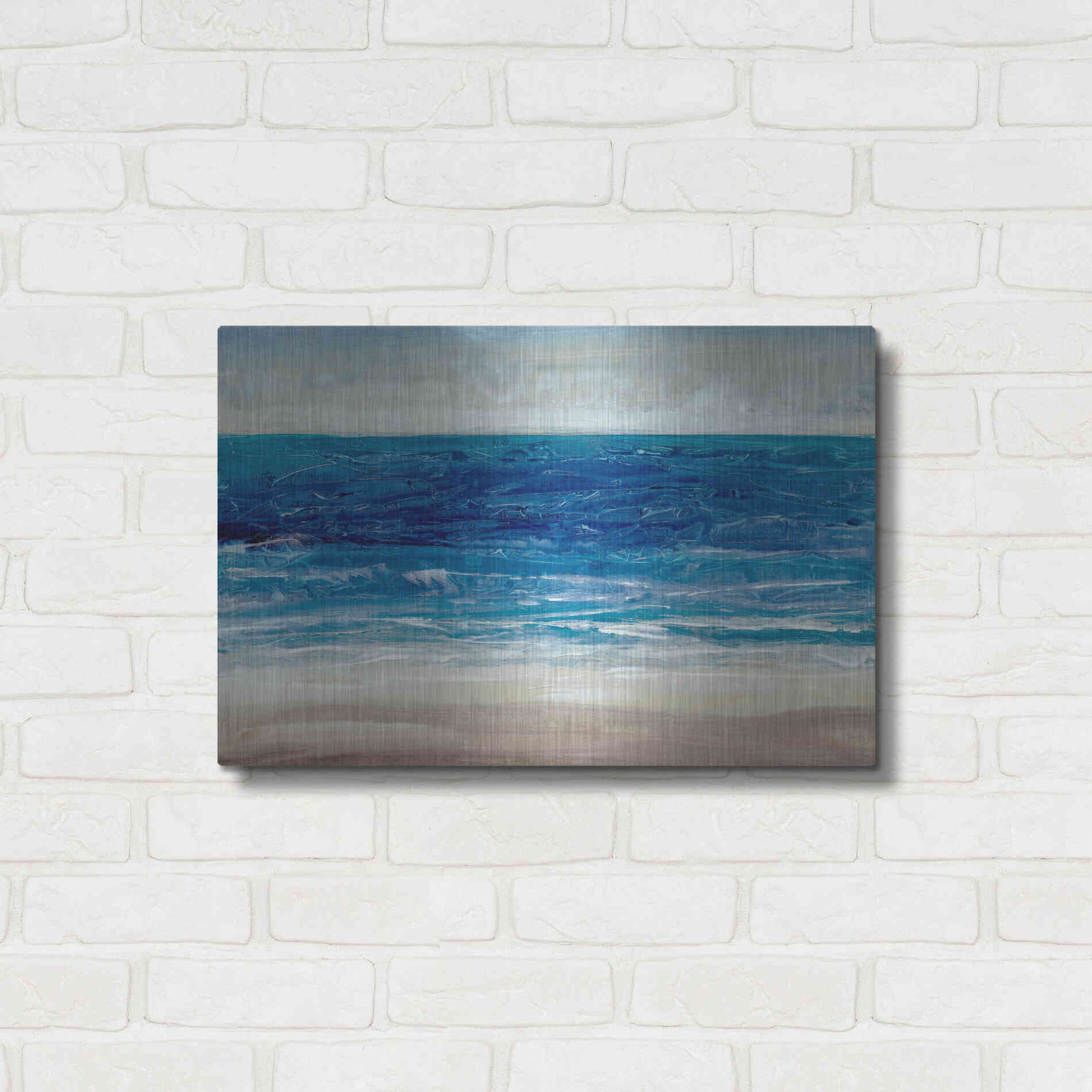 Luxe Metal Art 'Crashing Blue I' by Tim O'Toole, Metal Wall Art,24x16
