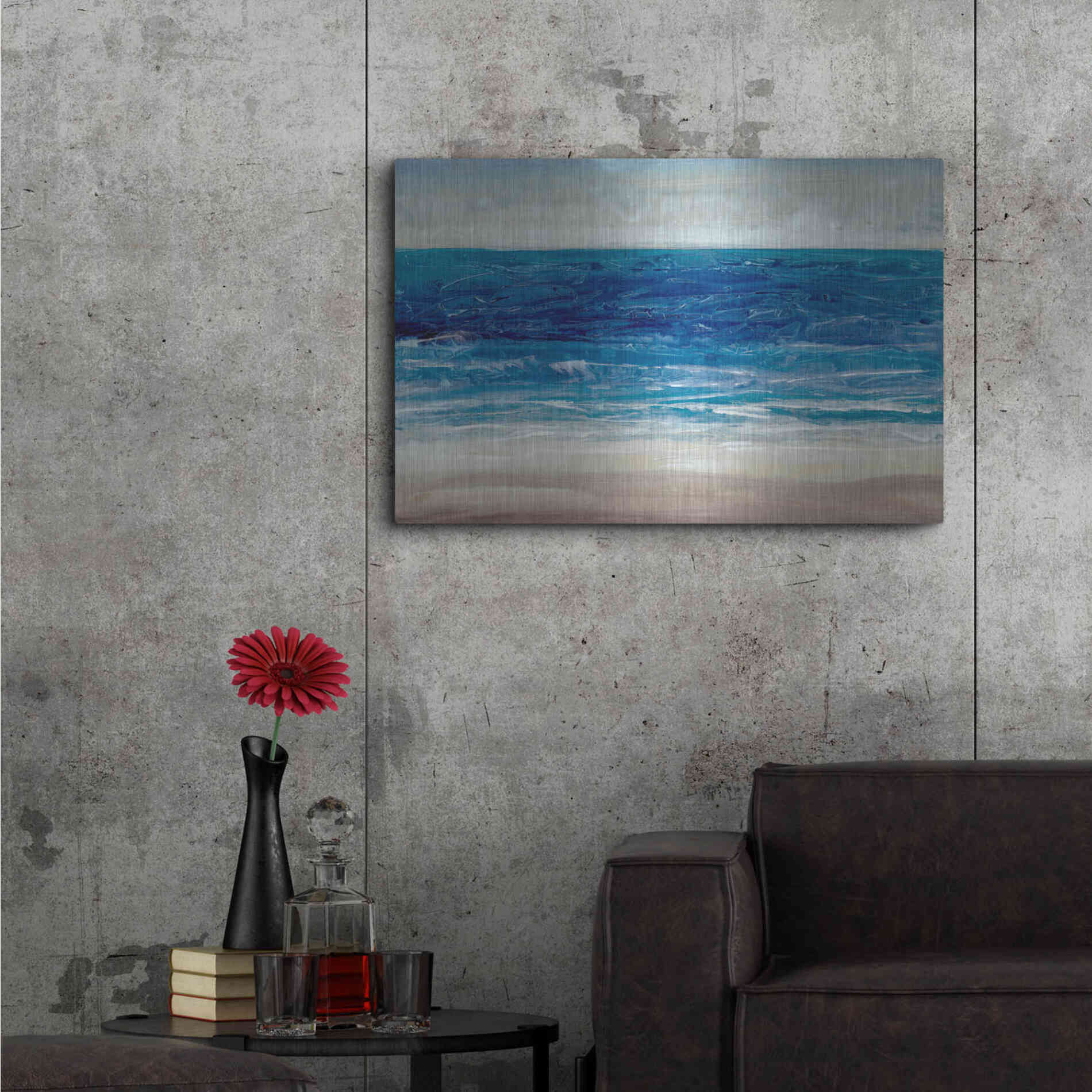 Luxe Metal Art 'Crashing Blue I' by Tim O'Toole, Metal Wall Art,36x24