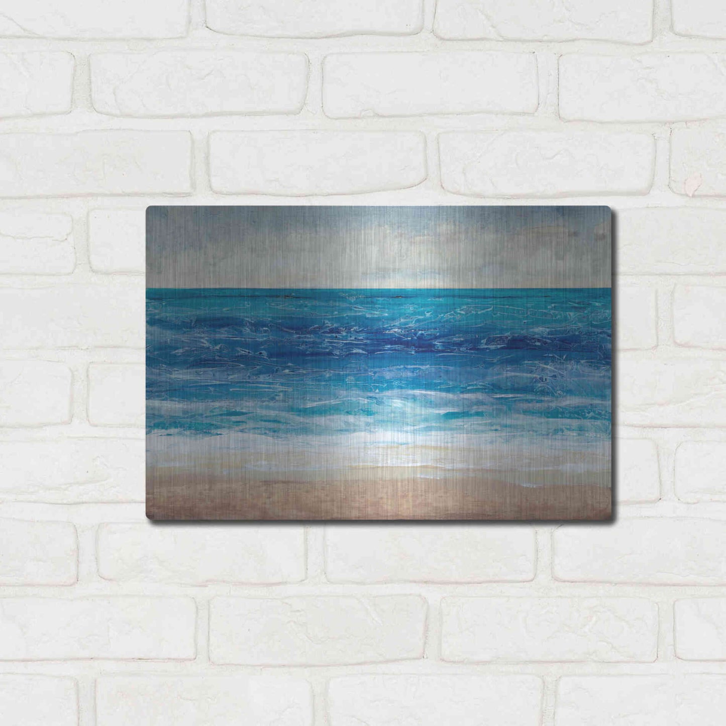 Luxe Metal Art 'Crashing Blue II' by Tim O'Toole, Metal Wall Art,16x12