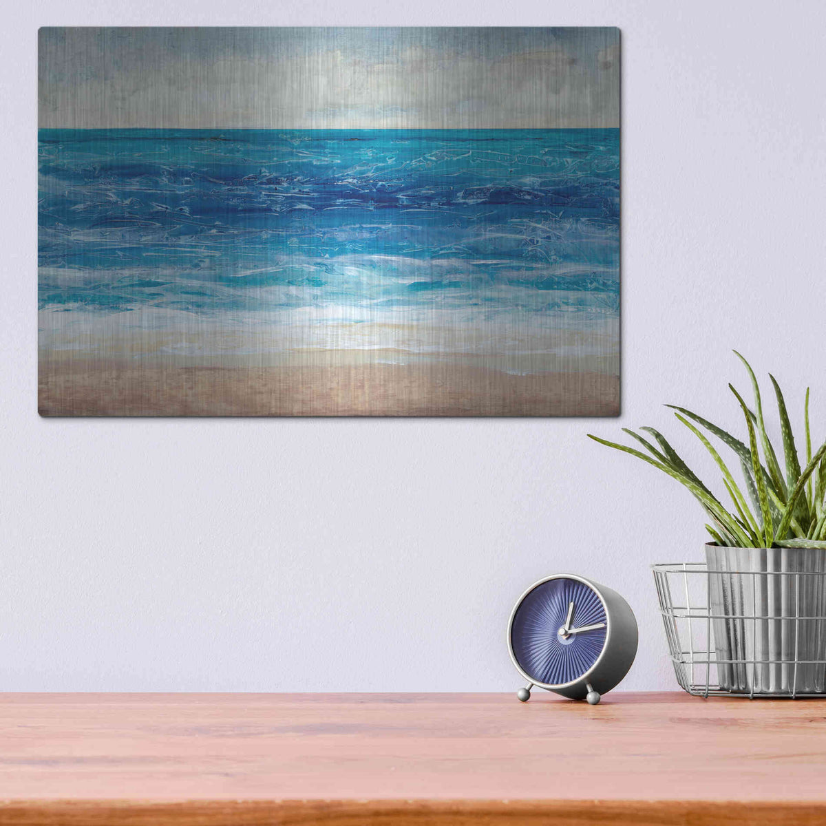 Luxe Metal Art 'Crashing Blue II' by Tim O'Toole, Metal Wall Art,16x12