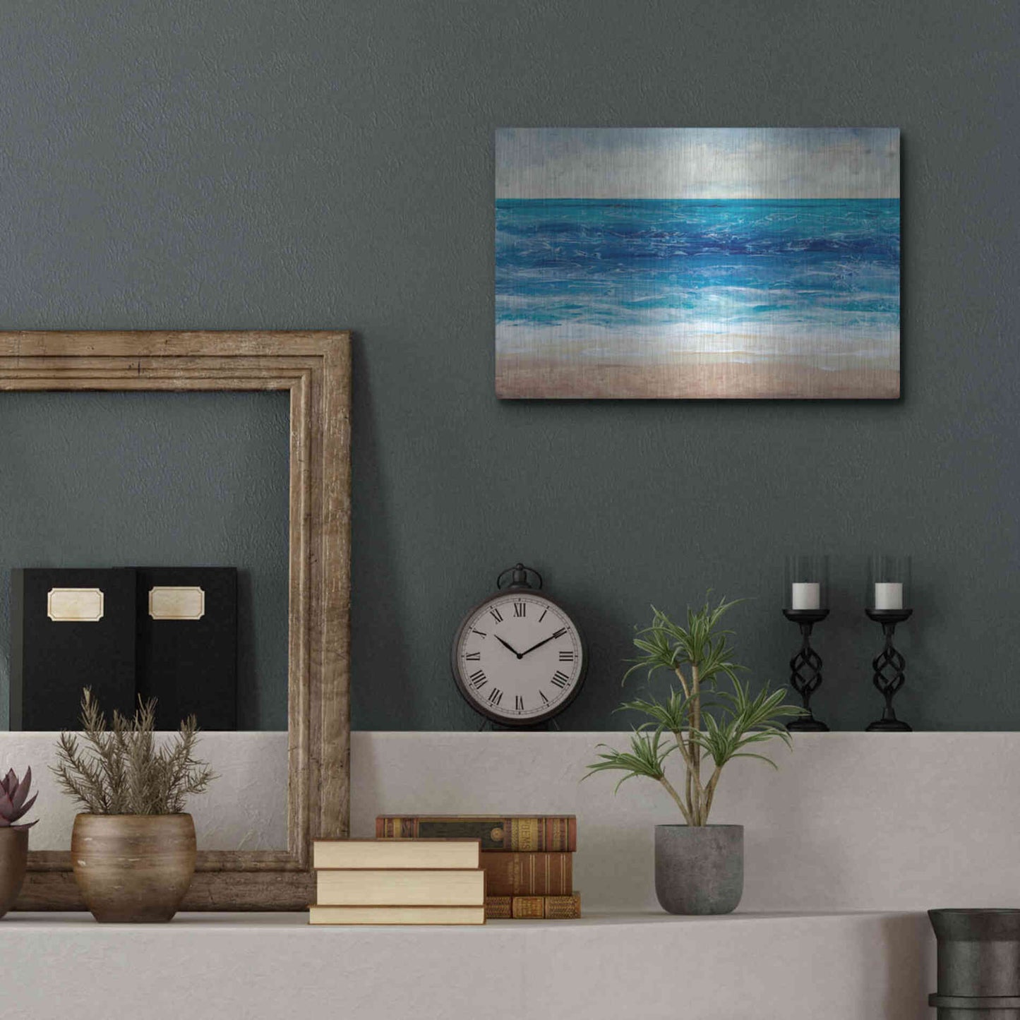 Luxe Metal Art 'Crashing Blue II' by Tim O'Toole, Metal Wall Art,16x12