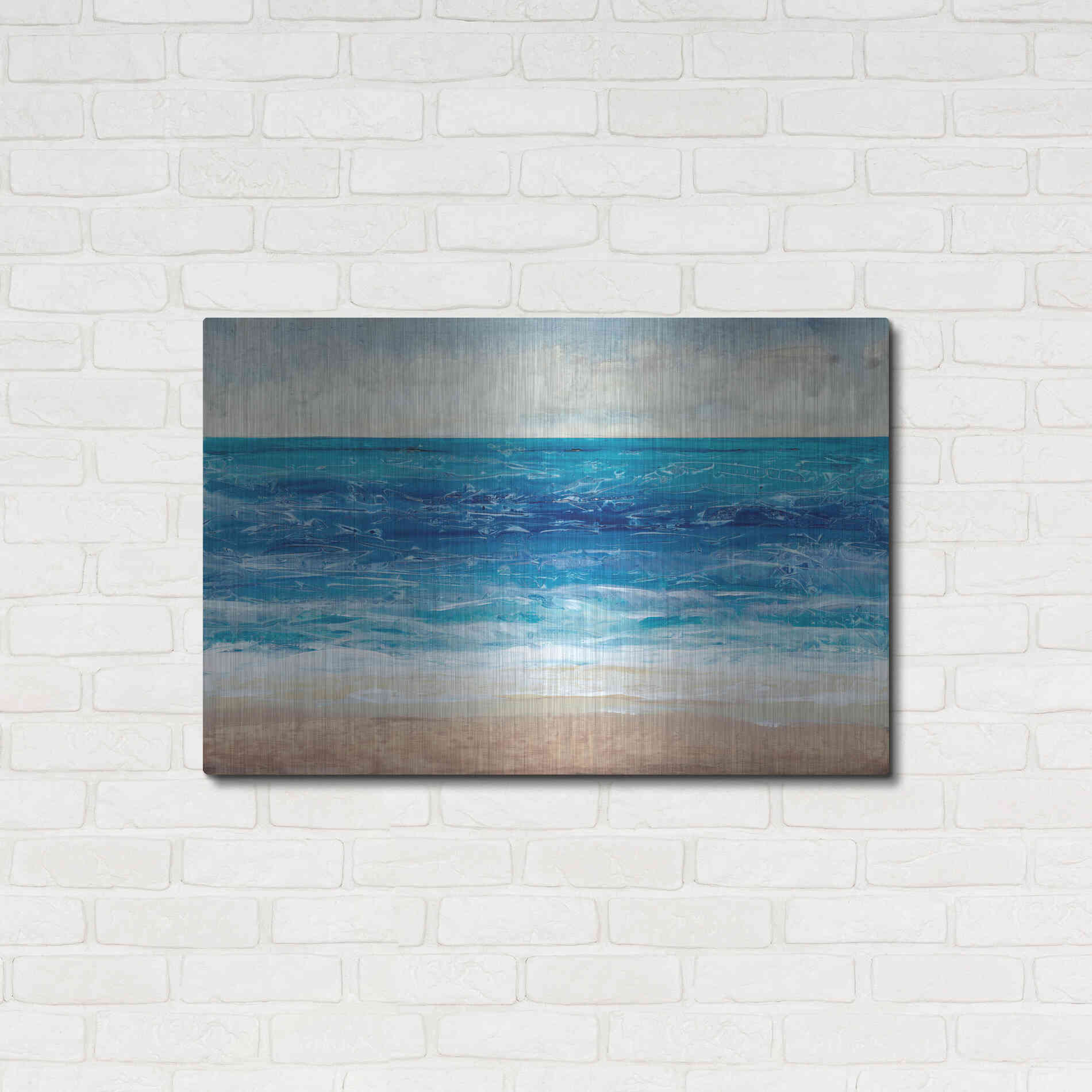 Luxe Metal Art 'Crashing Blue II' by Tim O'Toole, Metal Wall Art,36x24