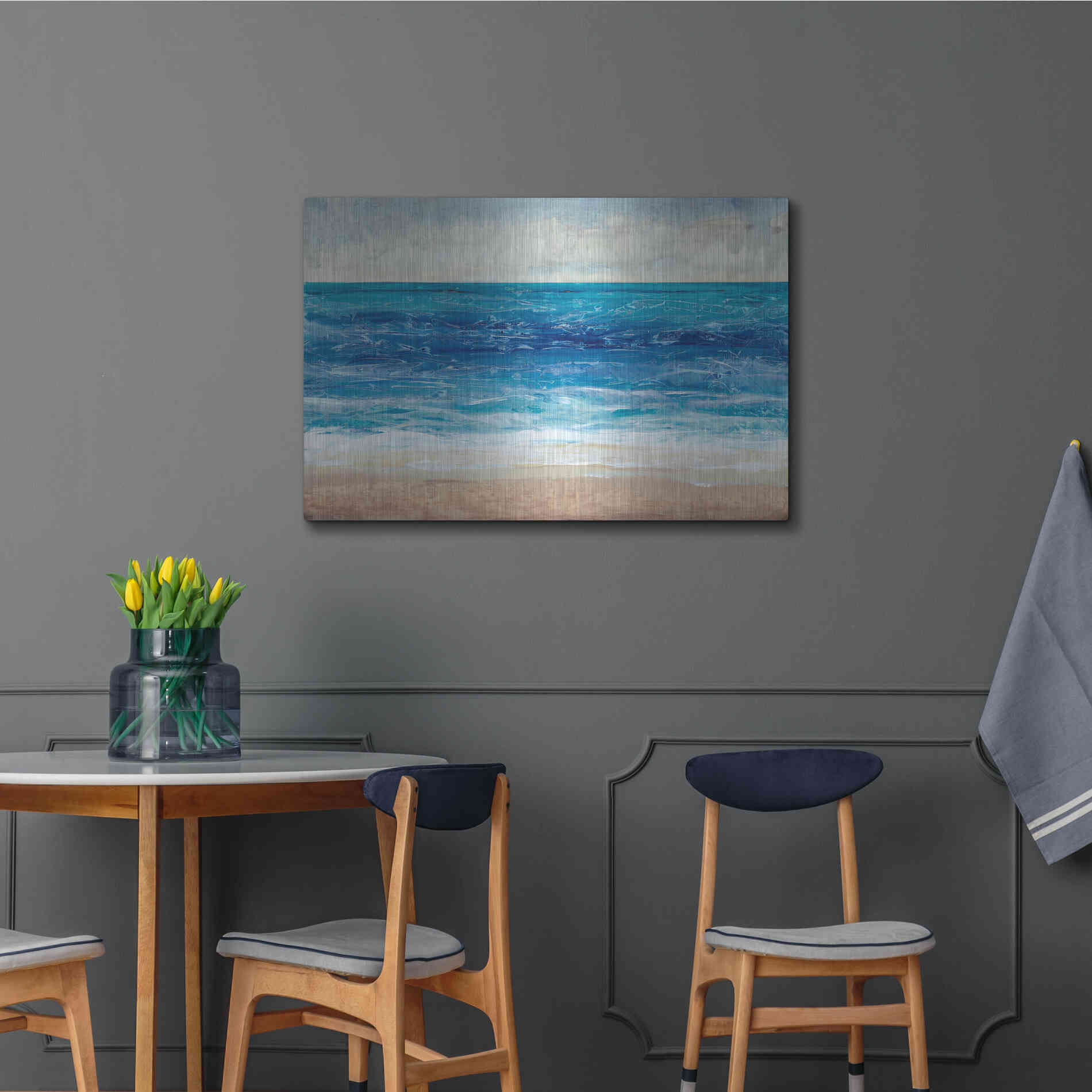 Luxe Metal Art 'Crashing Blue II' by Tim O'Toole, Metal Wall Art,36x24