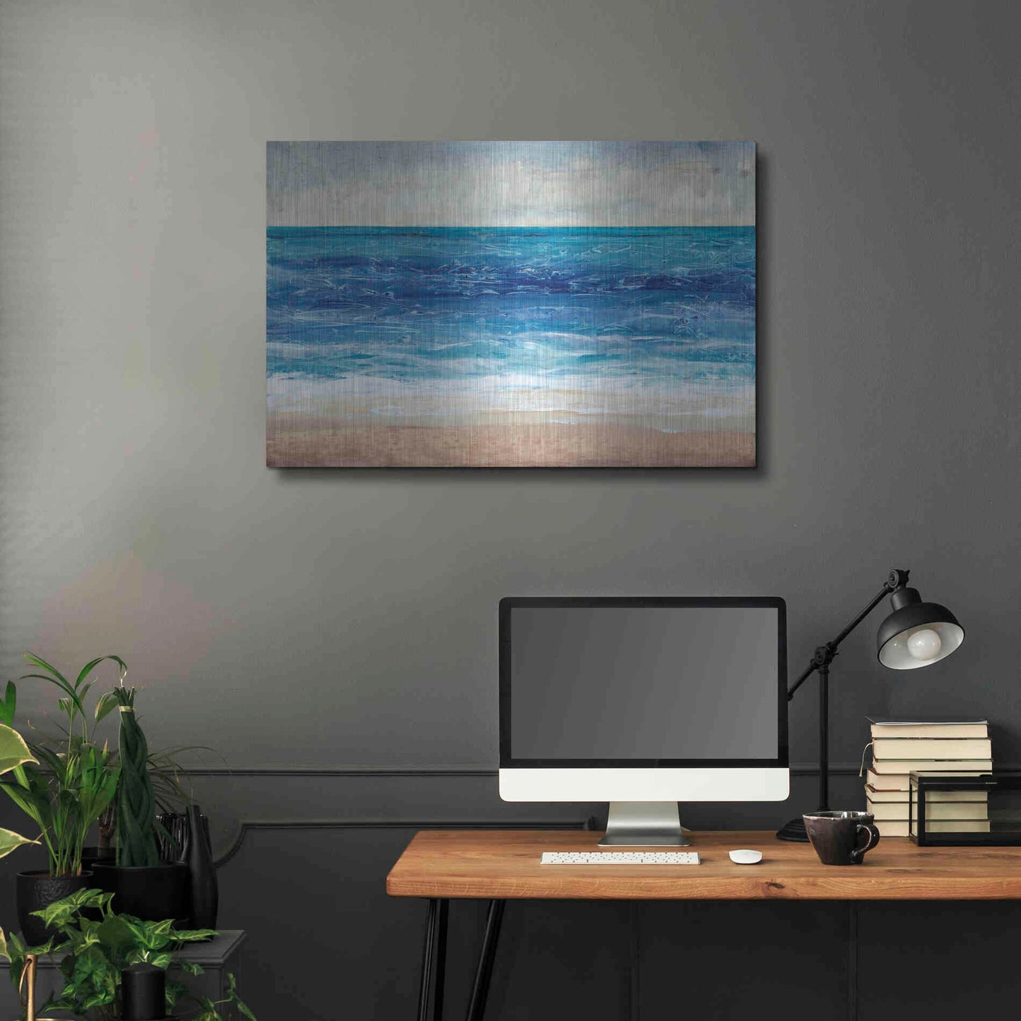 Luxe Metal Art 'Crashing Blue II' by Tim O'Toole, Metal Wall Art,36x24