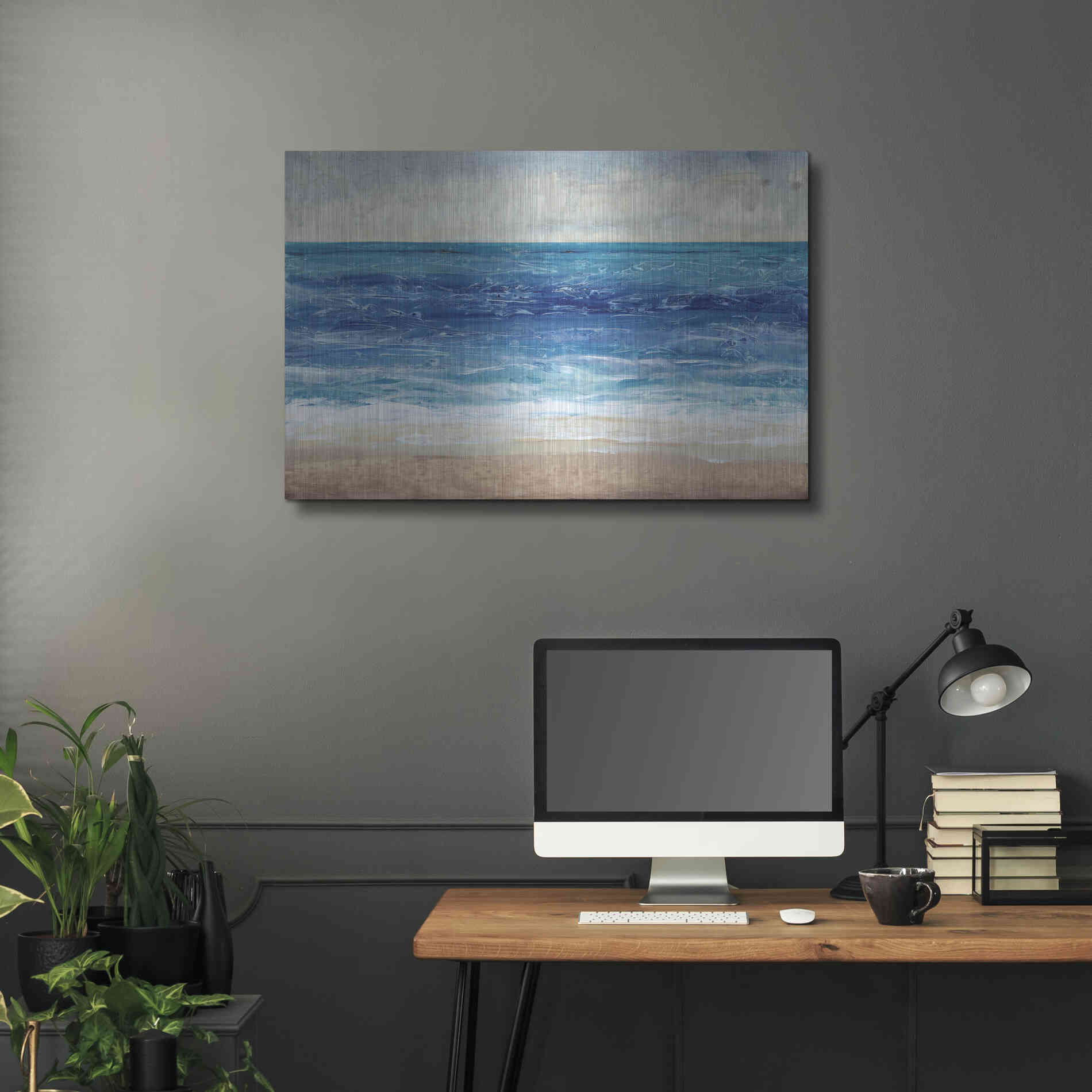 Luxe Metal Art 'Crashing Blue II' by Tim O'Toole, Metal Wall Art,36x24