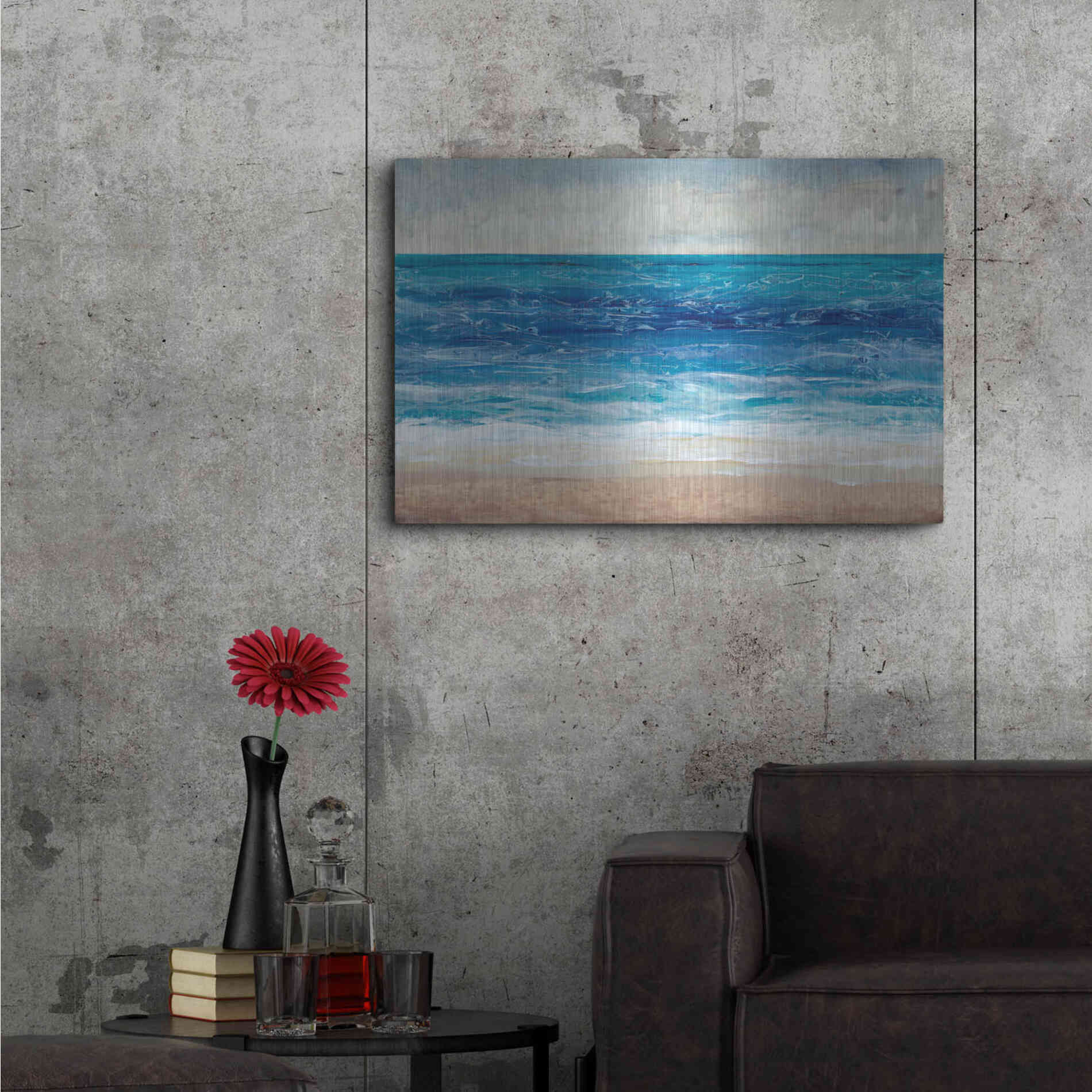 Luxe Metal Art 'Crashing Blue II' by Tim O'Toole, Metal Wall Art,36x24