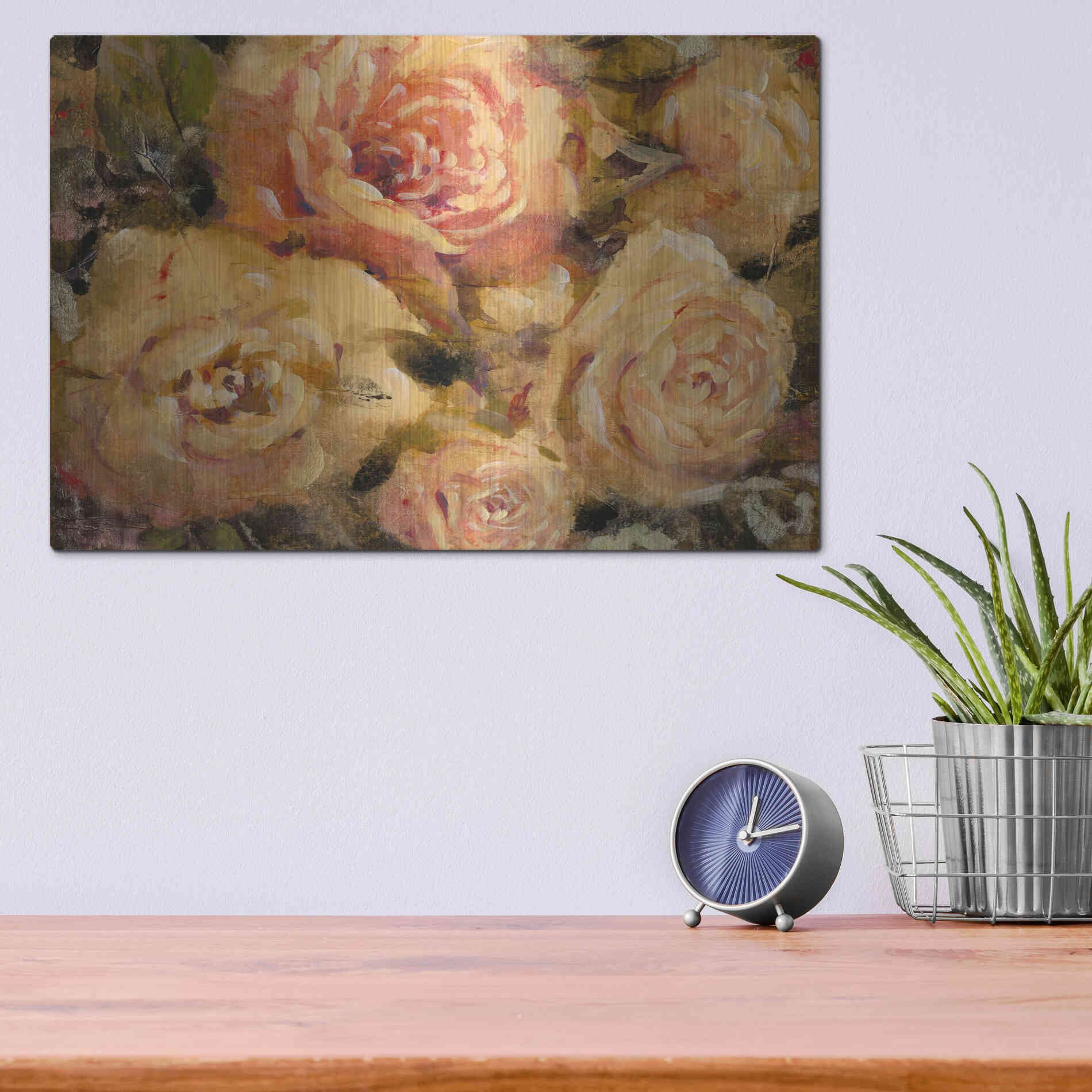 Luxe Metal Art 'Floral in Bloom II' by Tim O'Toole, Metal Wall Art,16x12