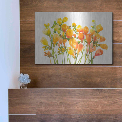 Luxe Metal Art 'Freesia I' by Tim O'Toole, Metal Wall Art,16x12