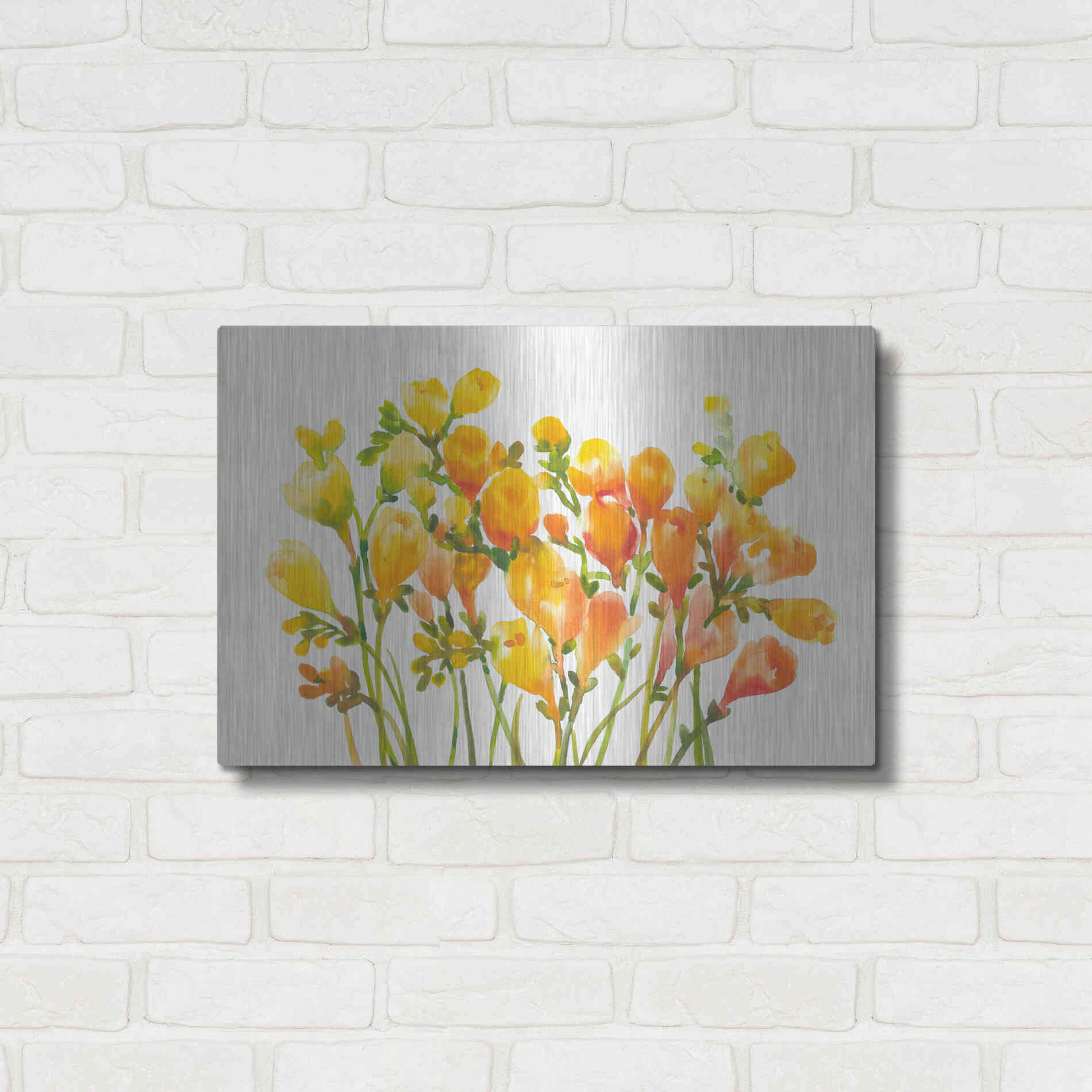 Luxe Metal Art 'Freesia I' by Tim O'Toole, Metal Wall Art,24x16