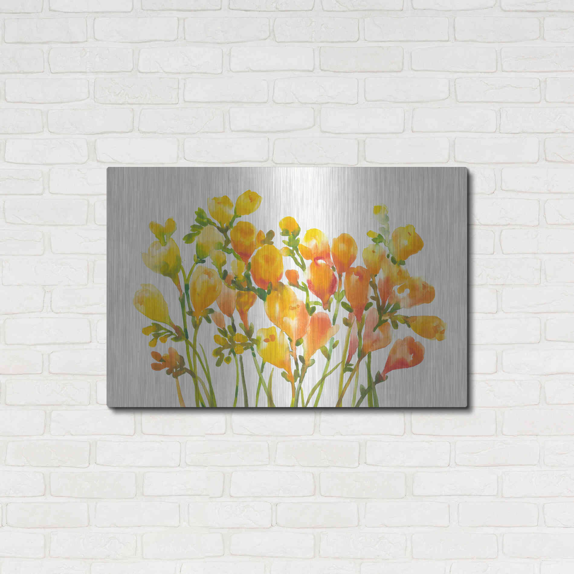Luxe Metal Art 'Freesia I' by Tim O'Toole, Metal Wall Art,36x24
