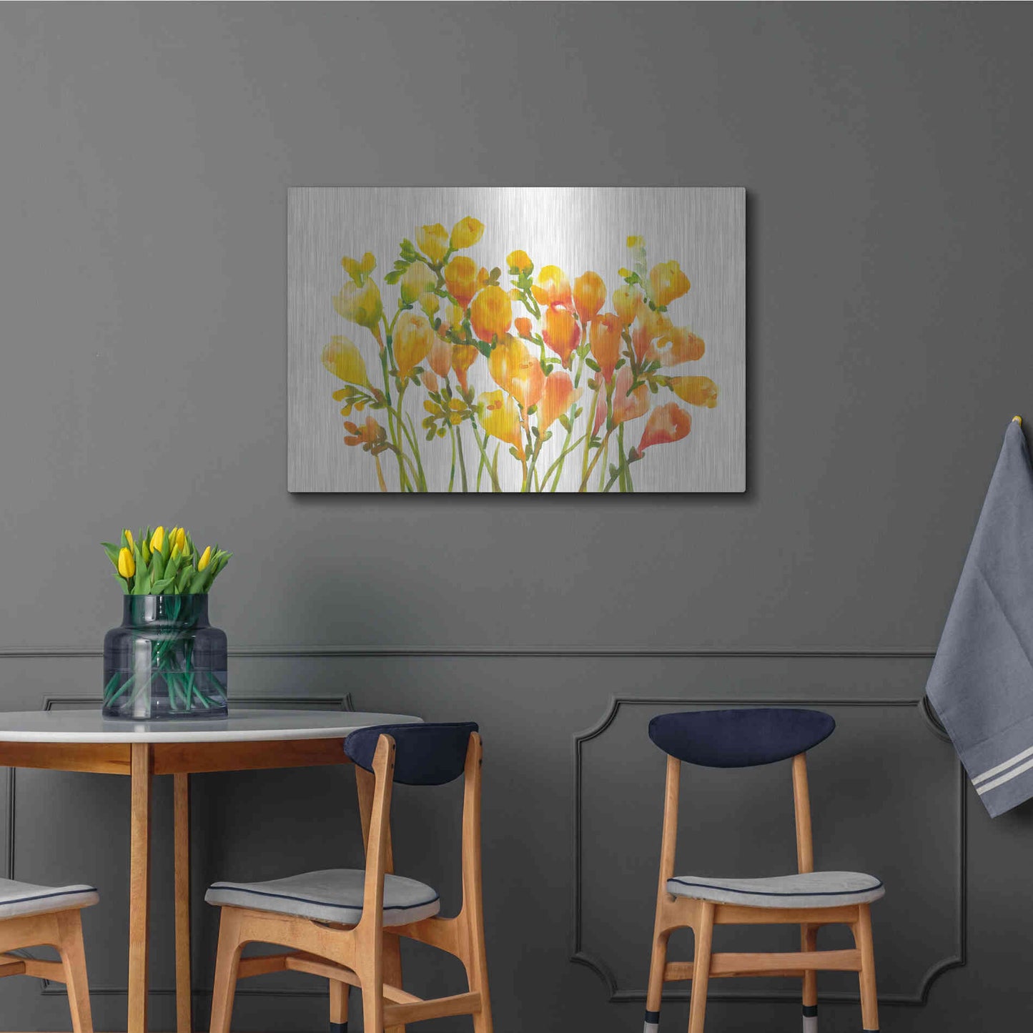 Luxe Metal Art 'Freesia I' by Tim O'Toole, Metal Wall Art,36x24