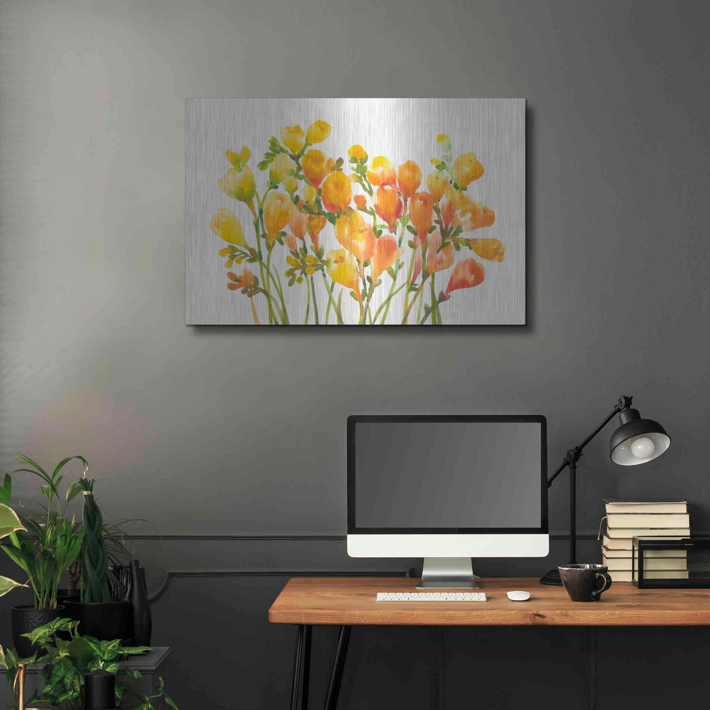 Luxe Metal Art 'Freesia I' by Tim O'Toole, Metal Wall Art,36x24