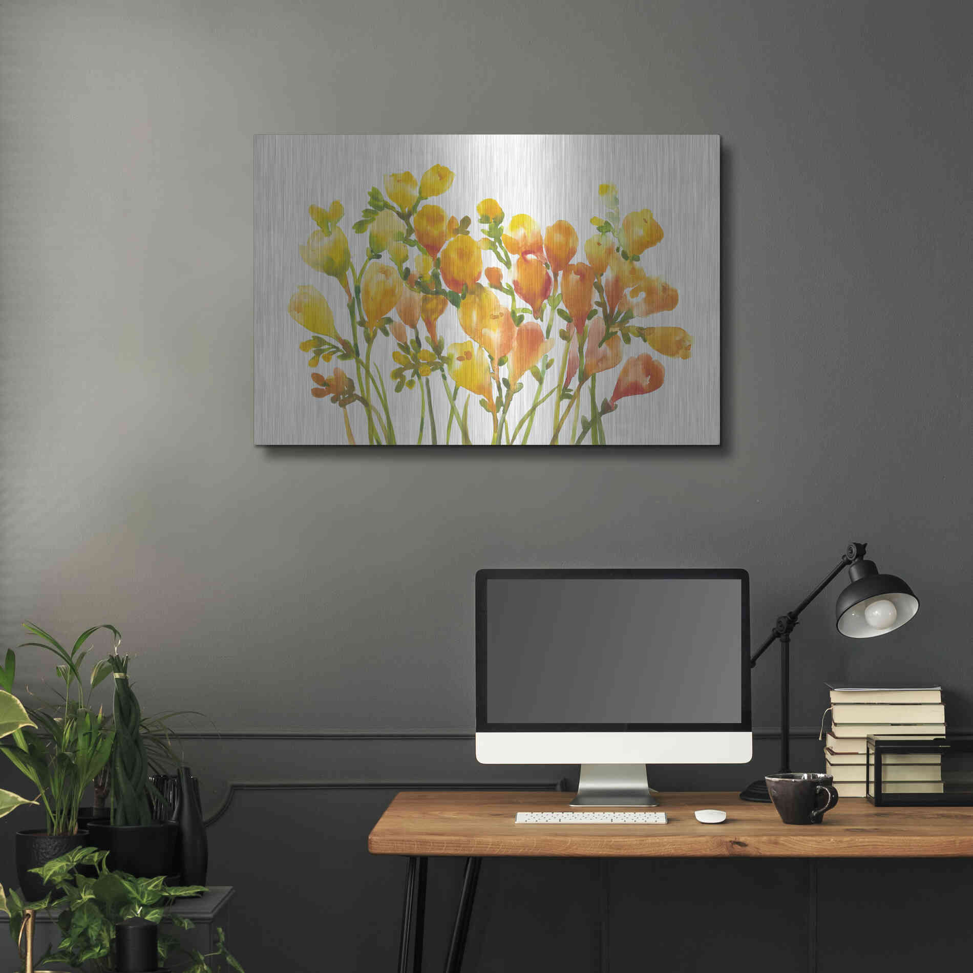 Luxe Metal Art 'Freesia I' by Tim O'Toole, Metal Wall Art,36x24