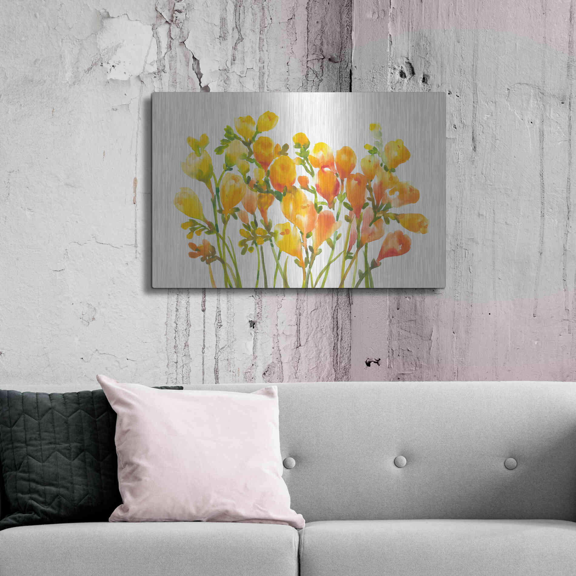 Luxe Metal Art 'Freesia I' by Tim O'Toole, Metal Wall Art,36x24