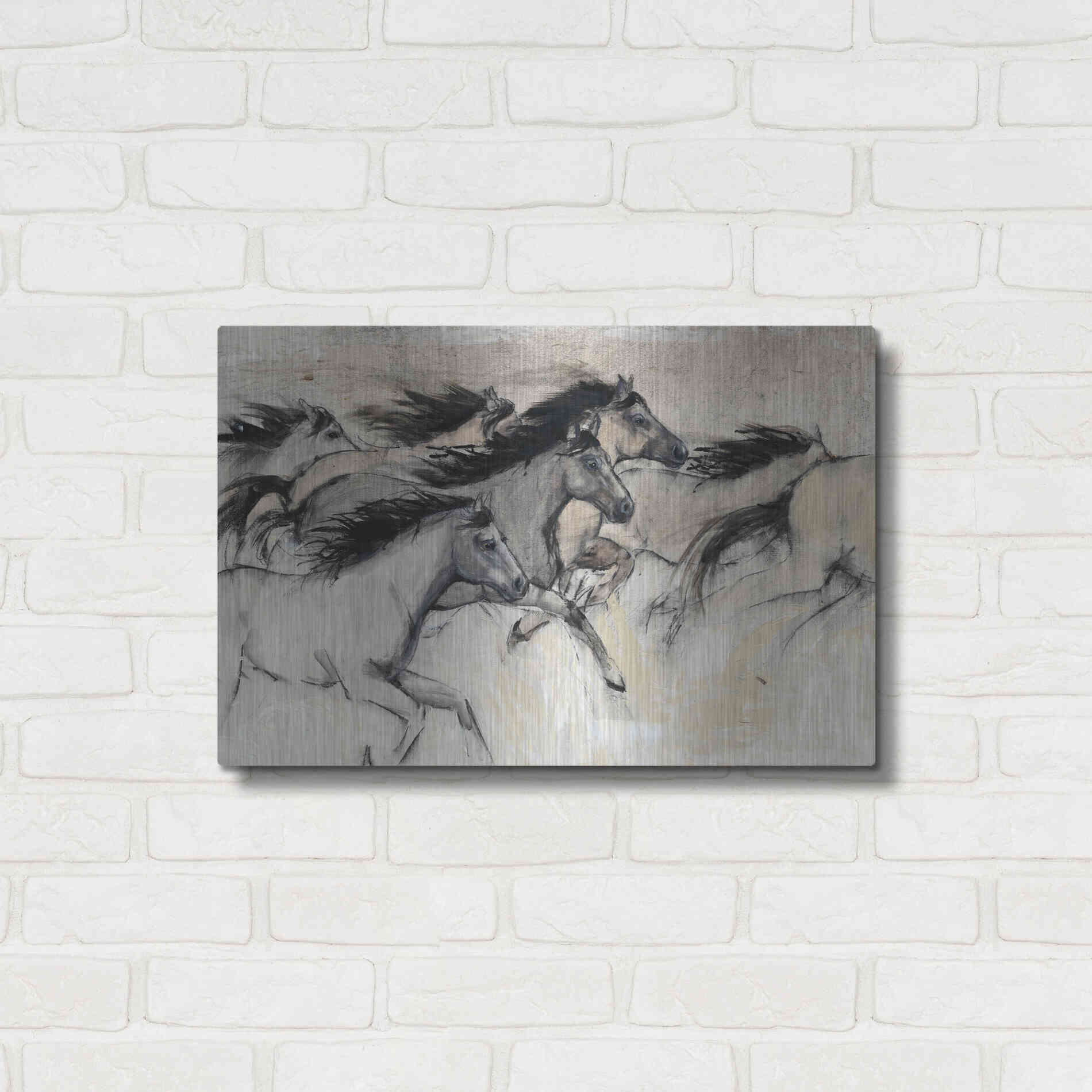 Luxe Metal Art 'Horses in Motion I' by Tim O'Toole, Metal Wall Art,24x16