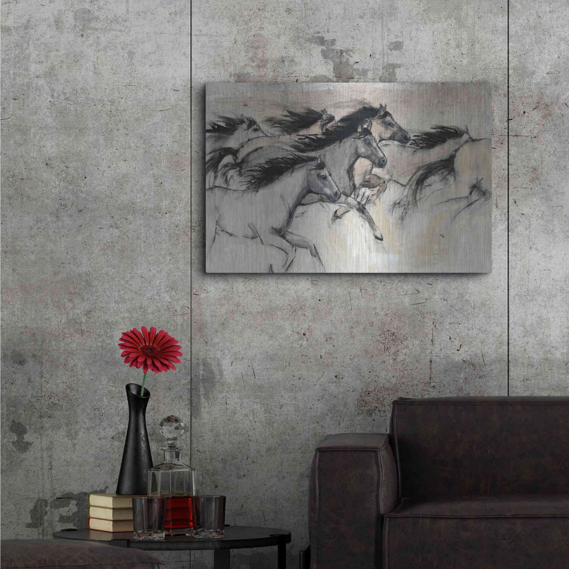 Luxe Metal Art 'Horses in Motion I' by Tim O'Toole, Metal Wall Art,36x24