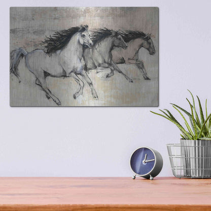 Luxe Metal Art 'Horses in Motion II' by Tim O'Toole, Metal Wall Art,16x12