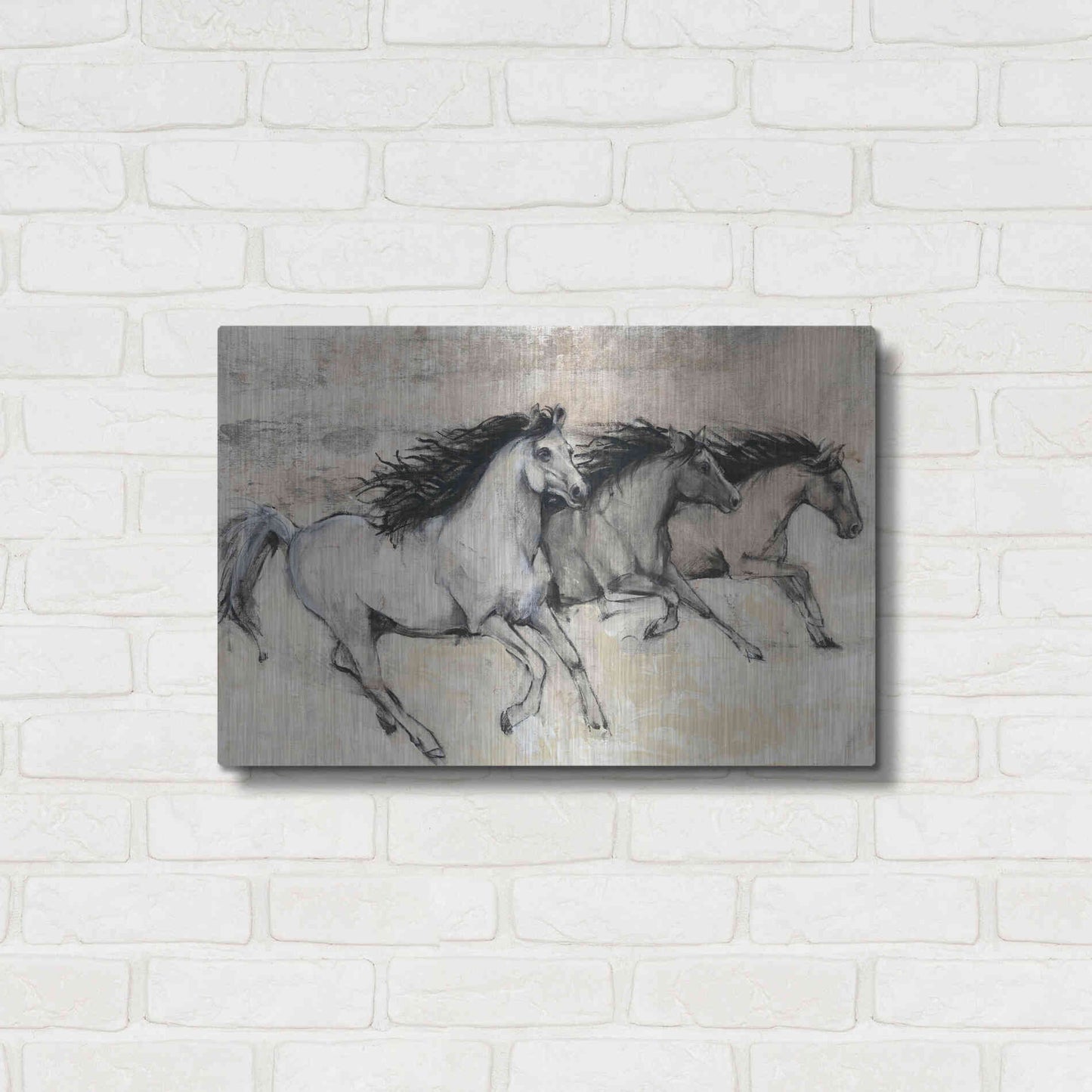 Luxe Metal Art 'Horses in Motion II' by Tim O'Toole, Metal Wall Art,24x16