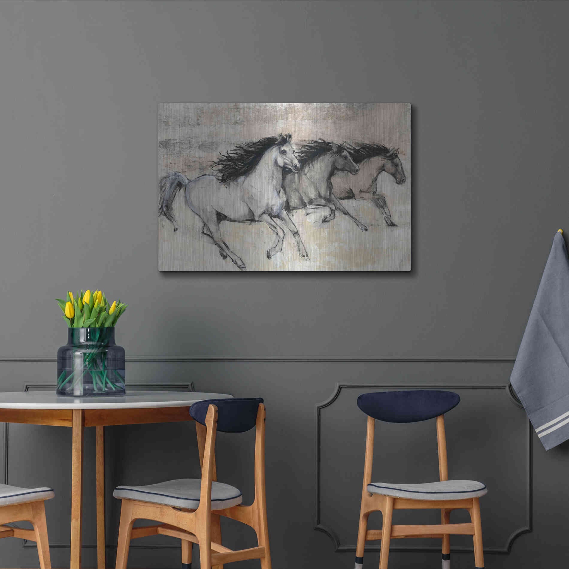 Luxe Metal Art 'Horses in Motion II' by Tim O'Toole, Metal Wall Art,36x24