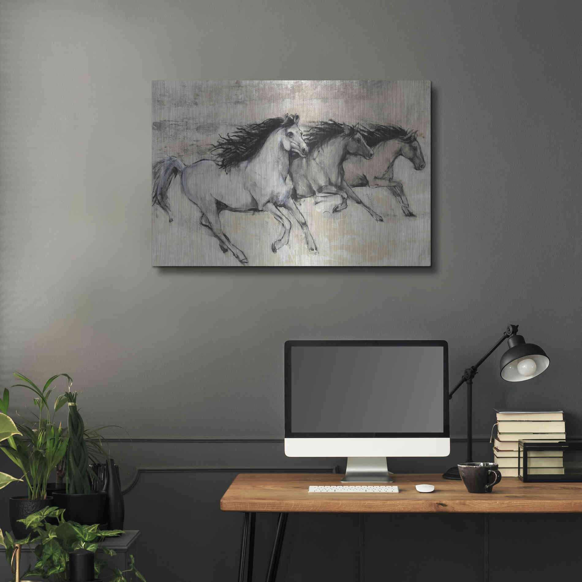 Luxe Metal Art 'Horses in Motion II' by Tim O'Toole, Metal Wall Art,36x24